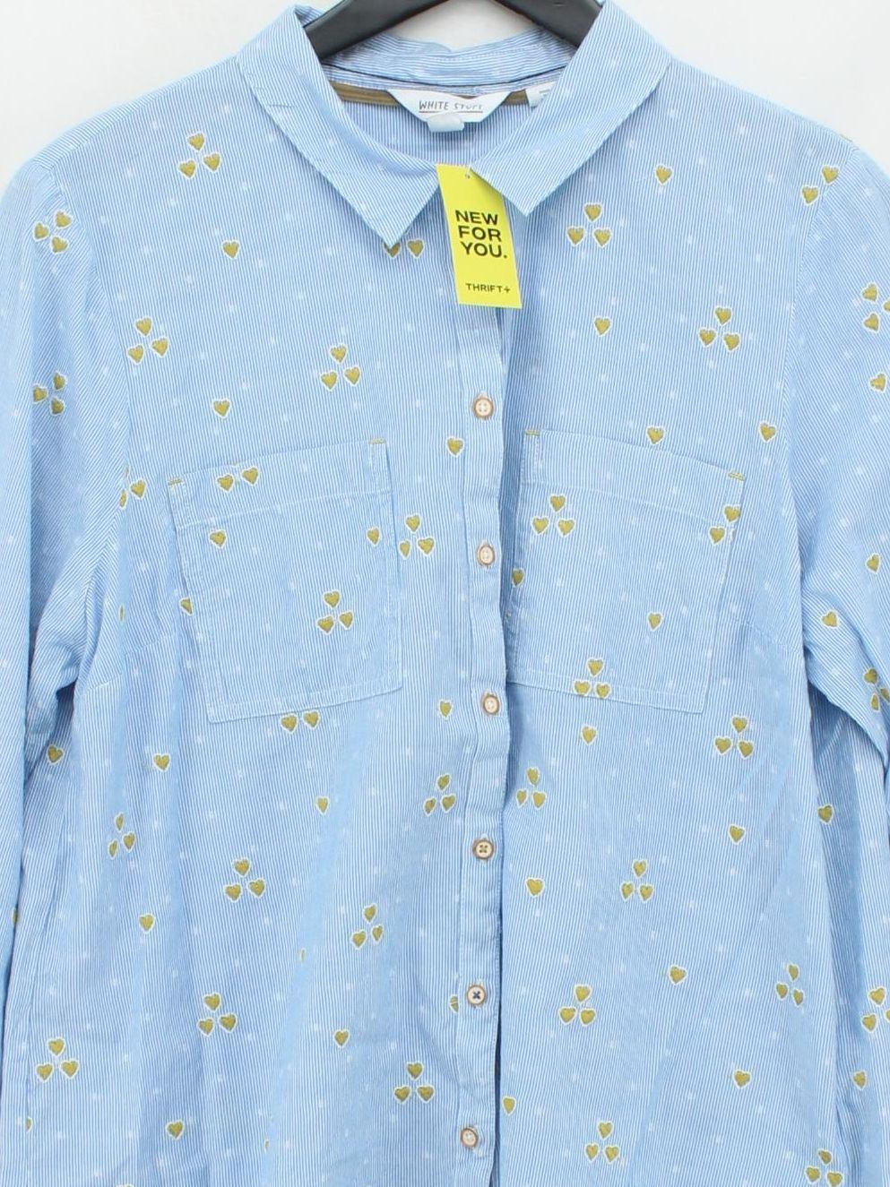 White Stuff Women's Shirt UK 16 Blue Cotton with Polyester Basic - Image 3