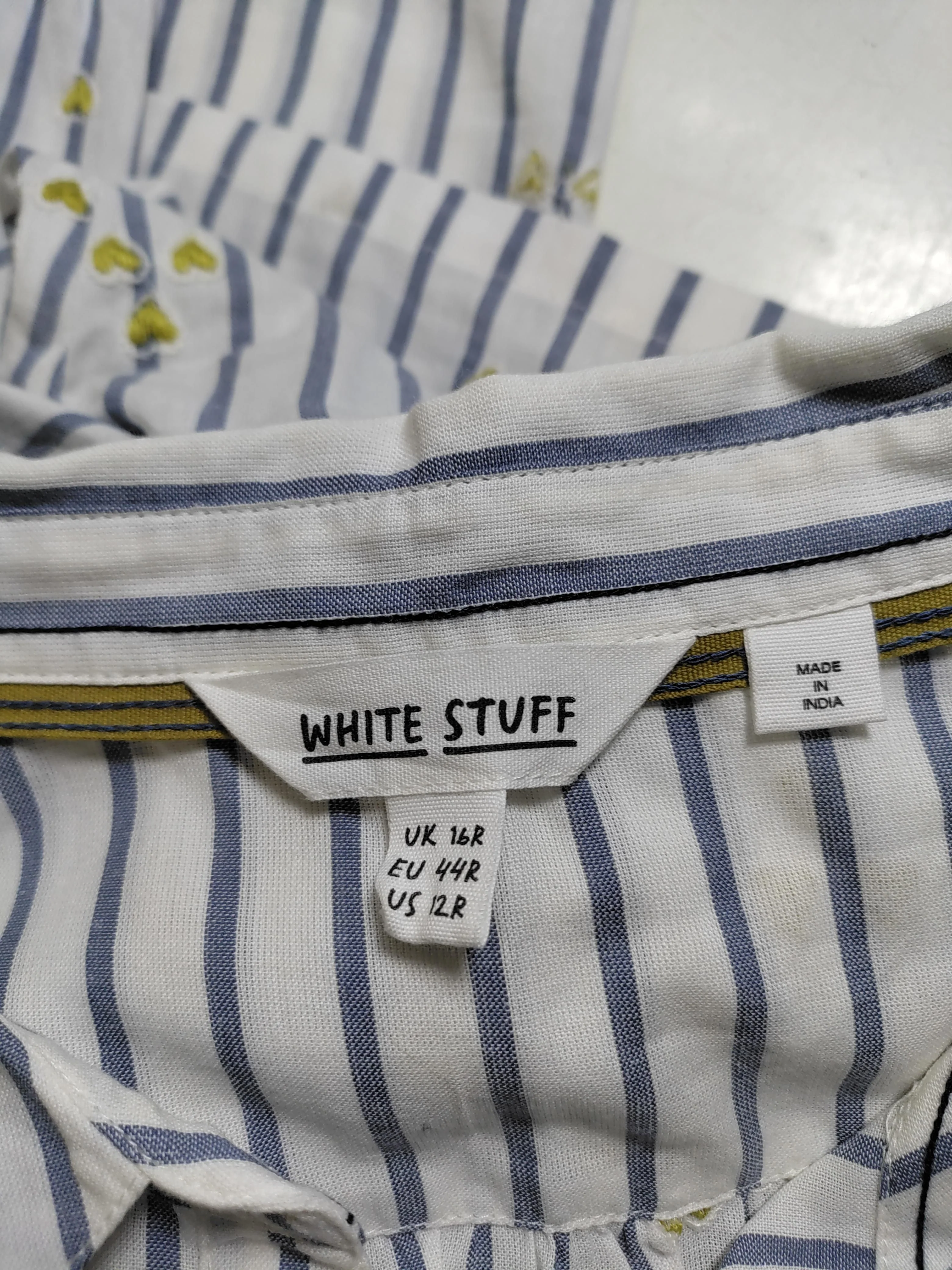 White Stuff Women's Shirt UK 16 Multi 100% Cotton Long Sleeve Collared Basic - Image 5