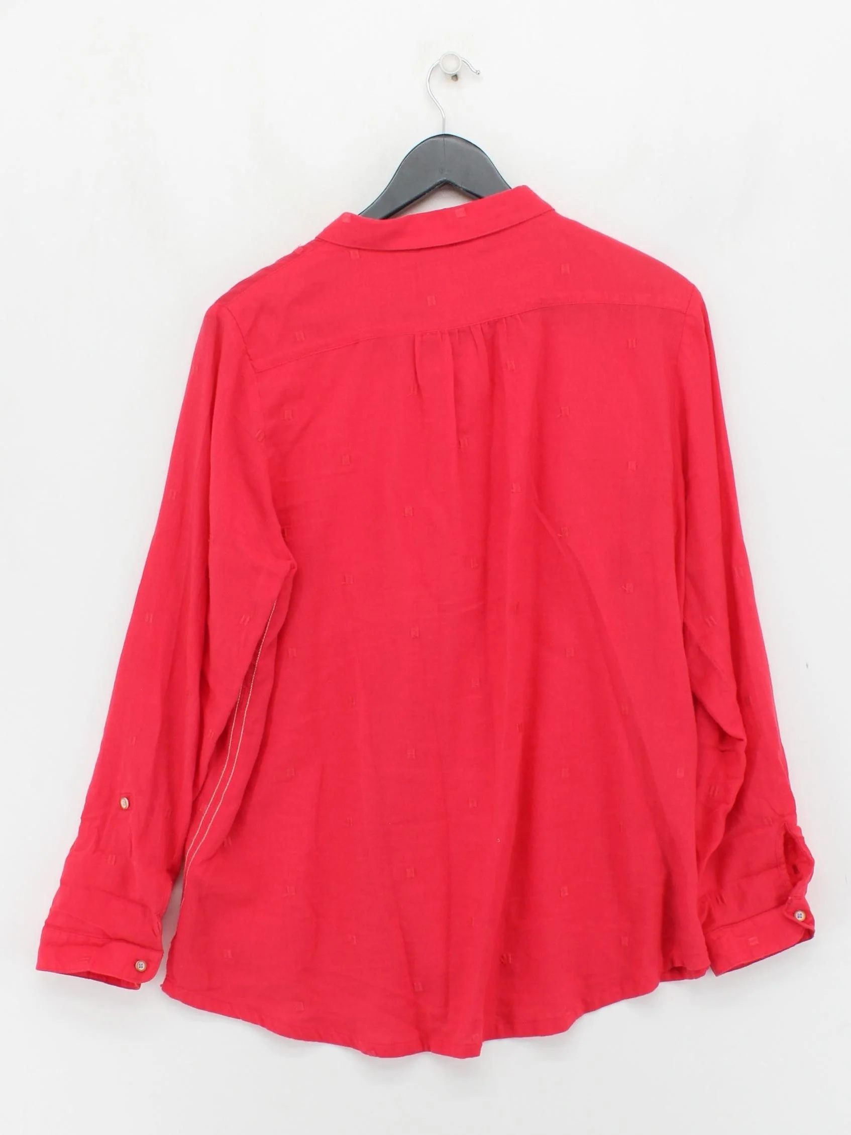 White Stuff Women's Shirt UK 16 Red 100% Cotton Long Sleeve Collared Basic - Image 2