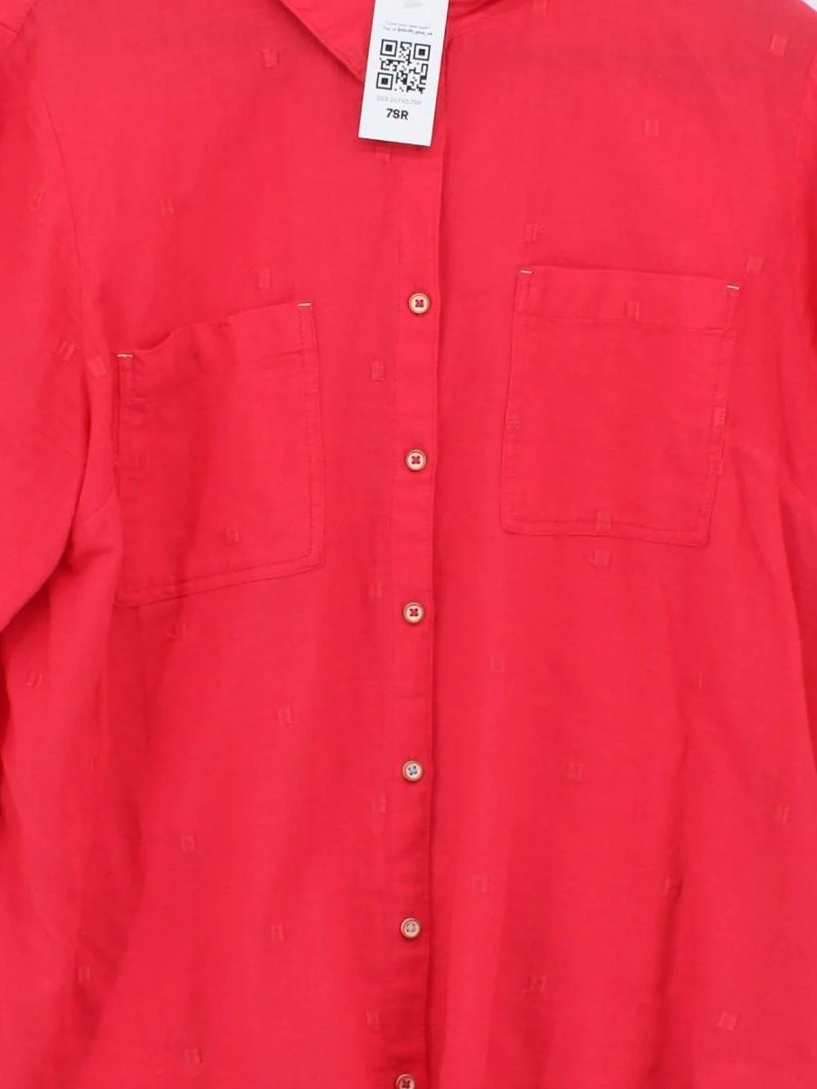 White Stuff Women's Shirt UK 16 Red 100% Cotton Long Sleeve Collared Basic - Image 3