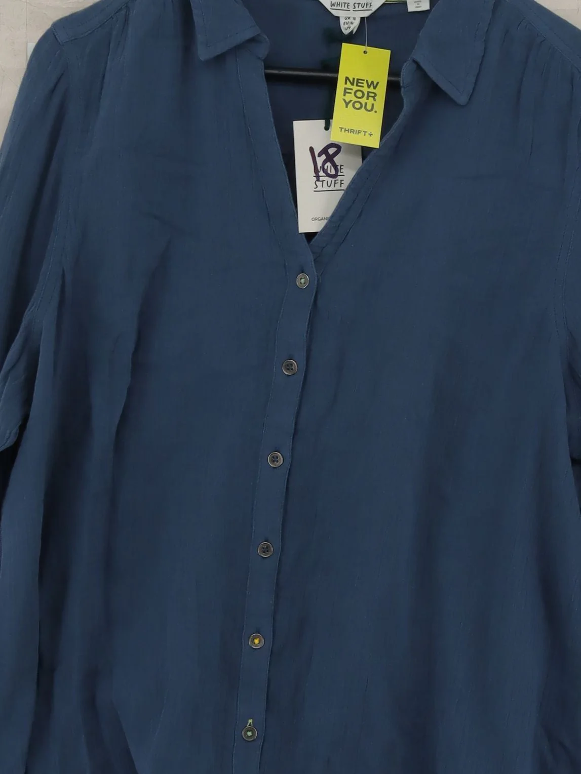 White Stuff Women's Shirt UK 18 Blue 100% Cotton Basic New with tags - Image 3