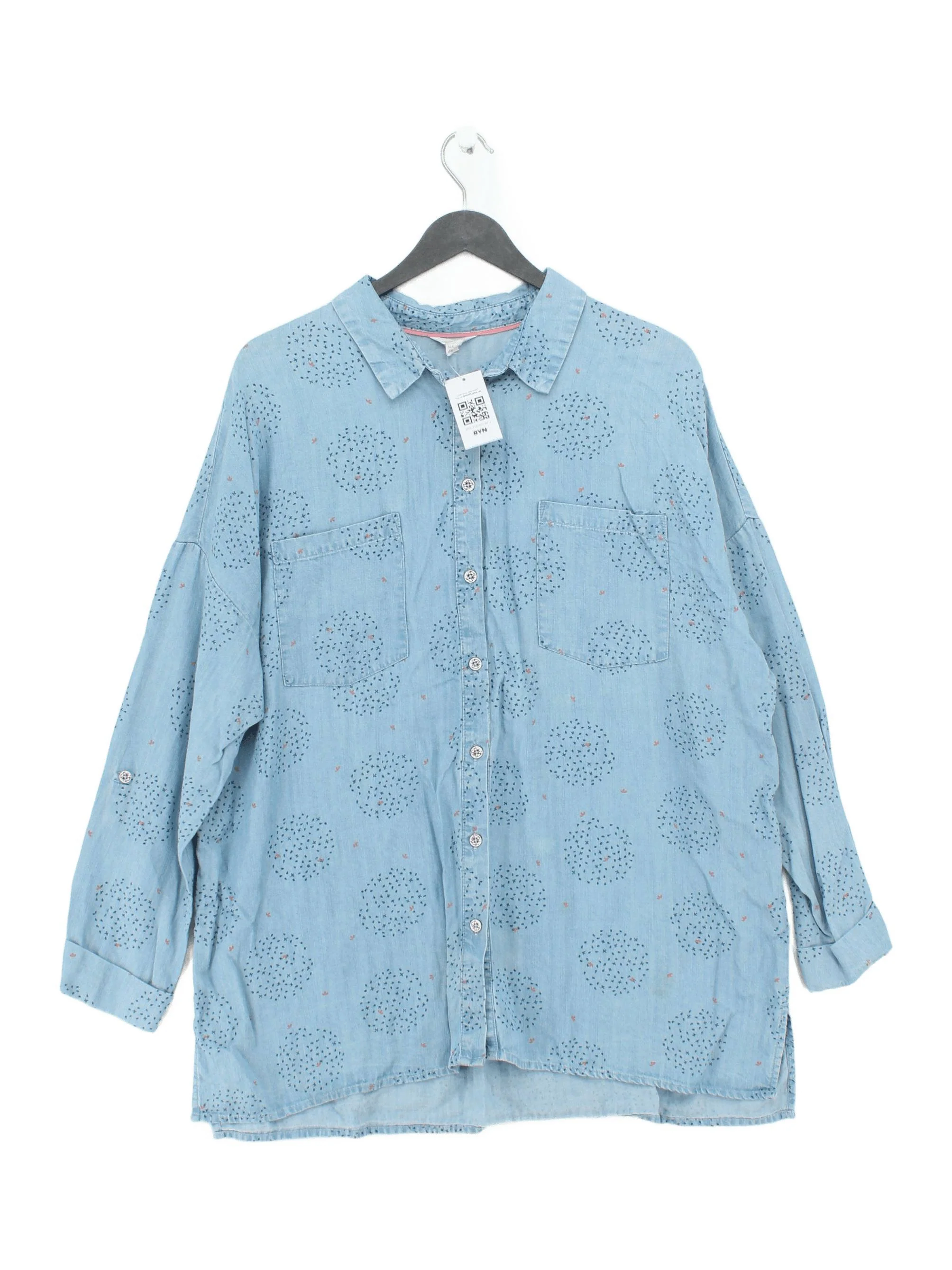 White Stuff Women's Shirt UK 18 Blue 100% Lyocell Modal Basic