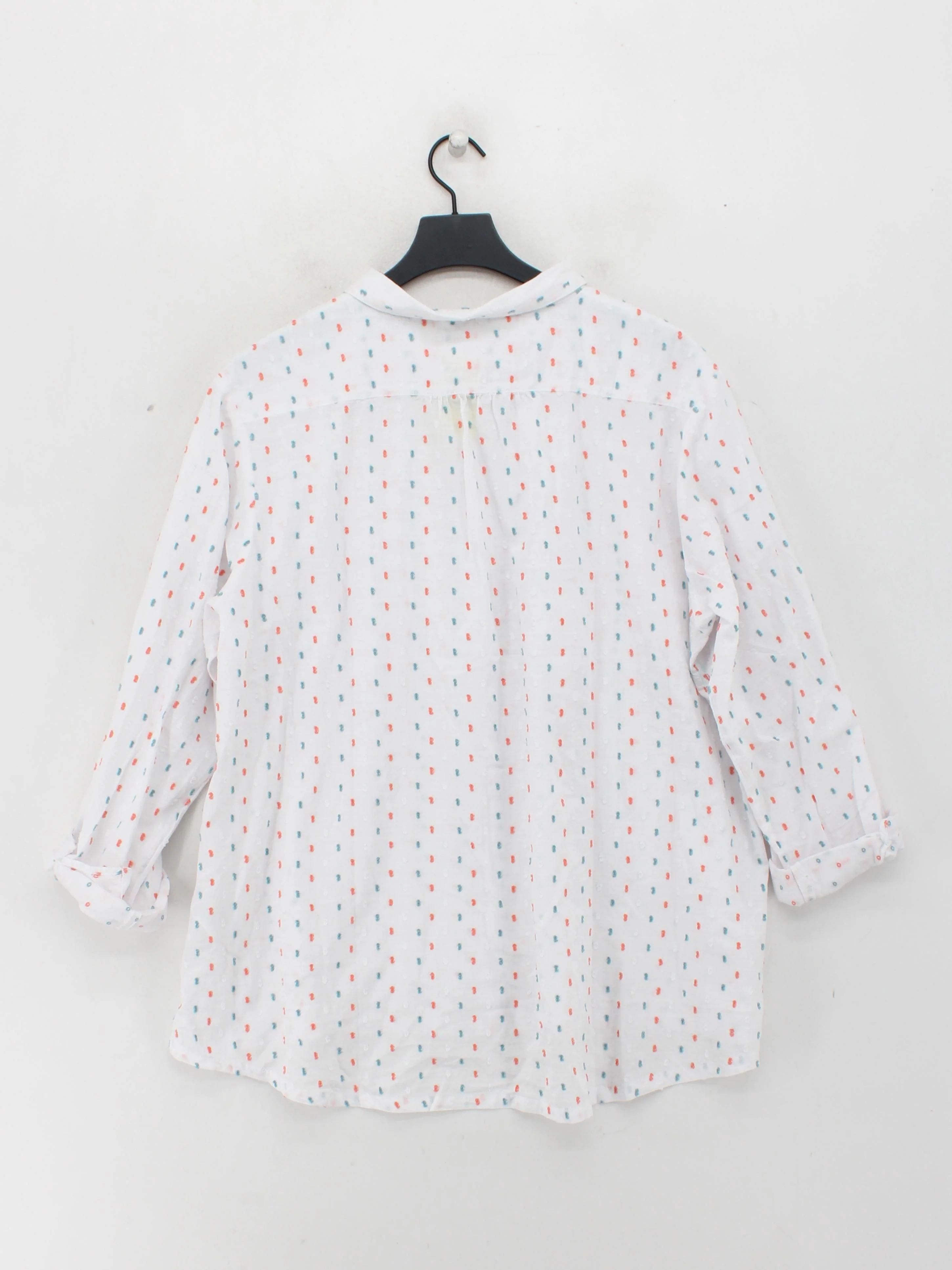 White Stuff Women's Shirt UK 24 White 100% Cotton 3/4 Sleeve Collared Basic - Image 2
