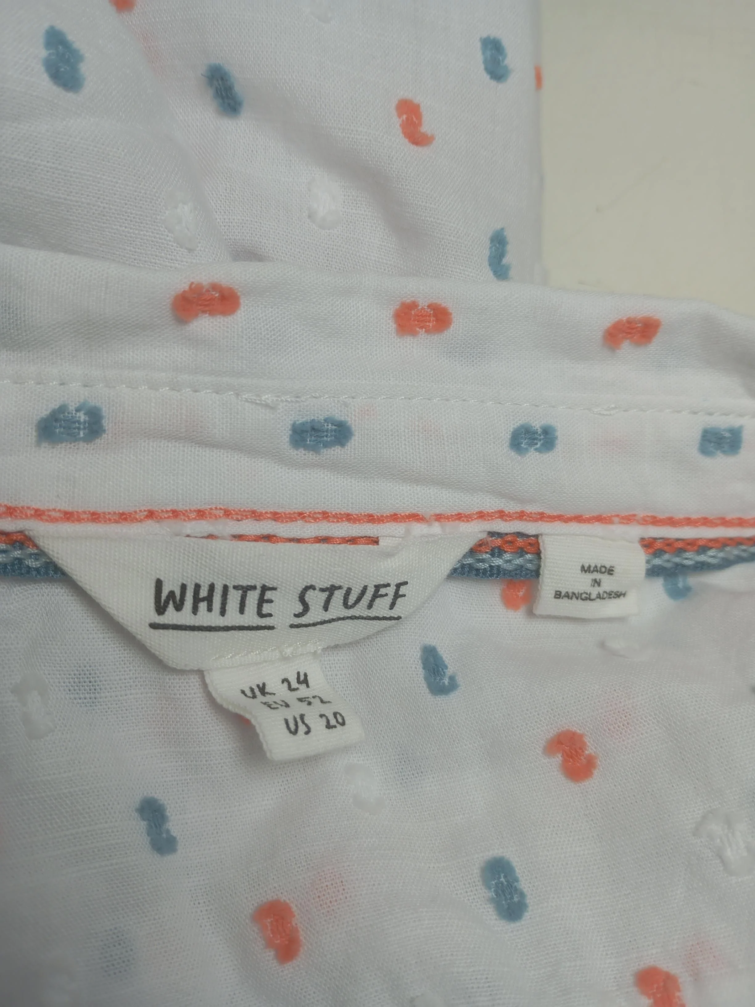 White Stuff Women's Shirt UK 24 White 100% Cotton 3/4 Sleeve Collared Basic - Image 5