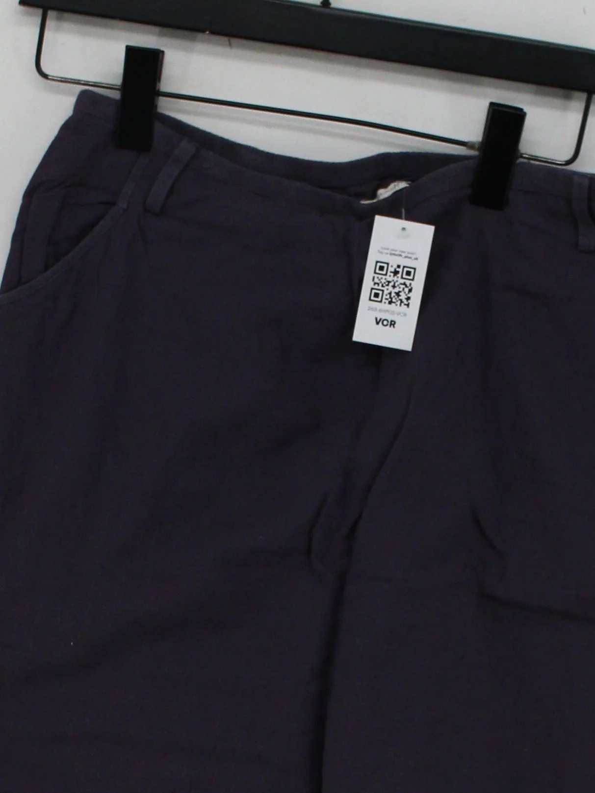 White Stuff Women's Shorts M Purple Cotton with Linen Cargo - Image 3