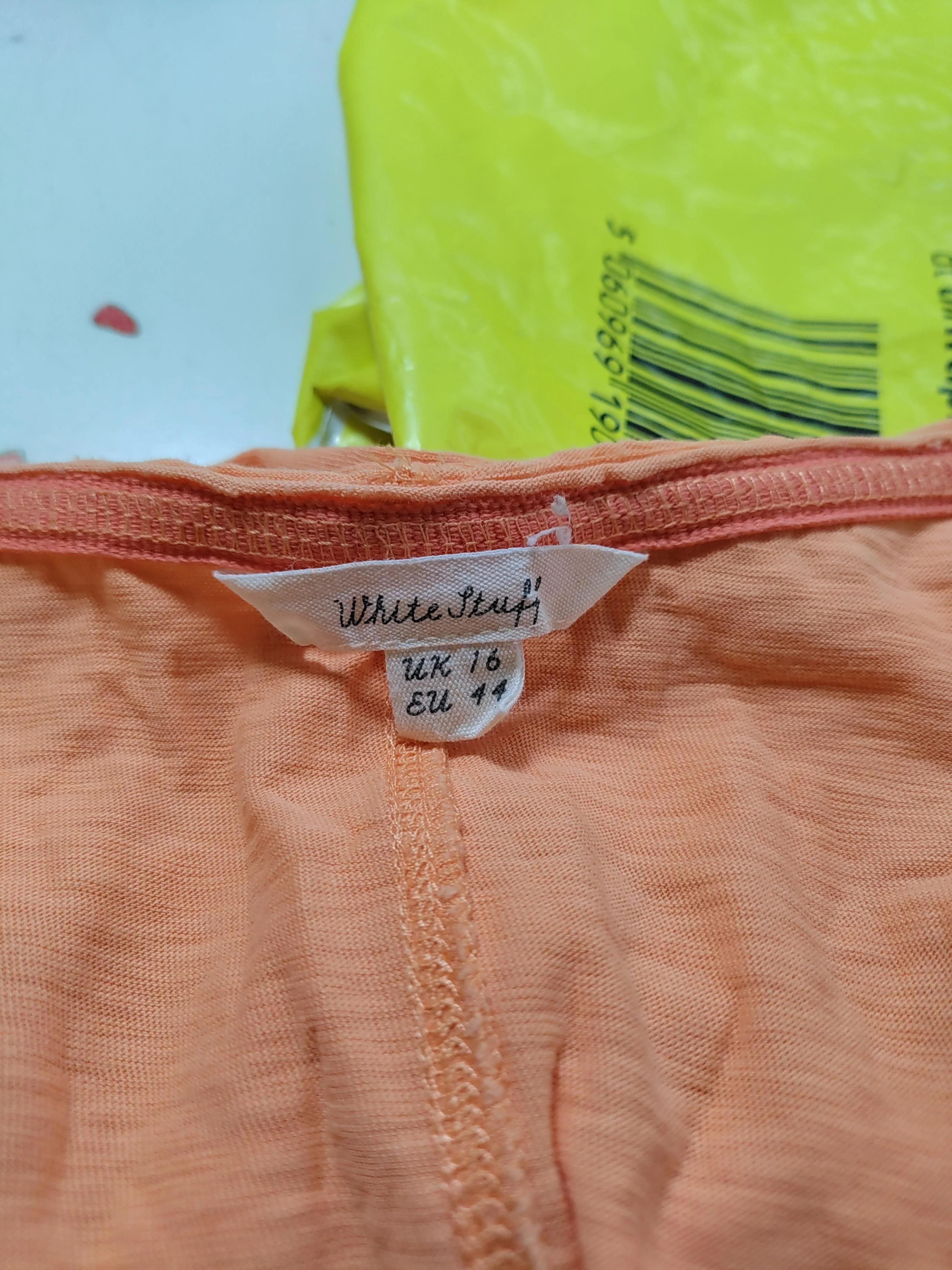 White Stuff Women's T-Shirt L Orange 100% Cotton Sleeveless Round Neck Basic - Image 5