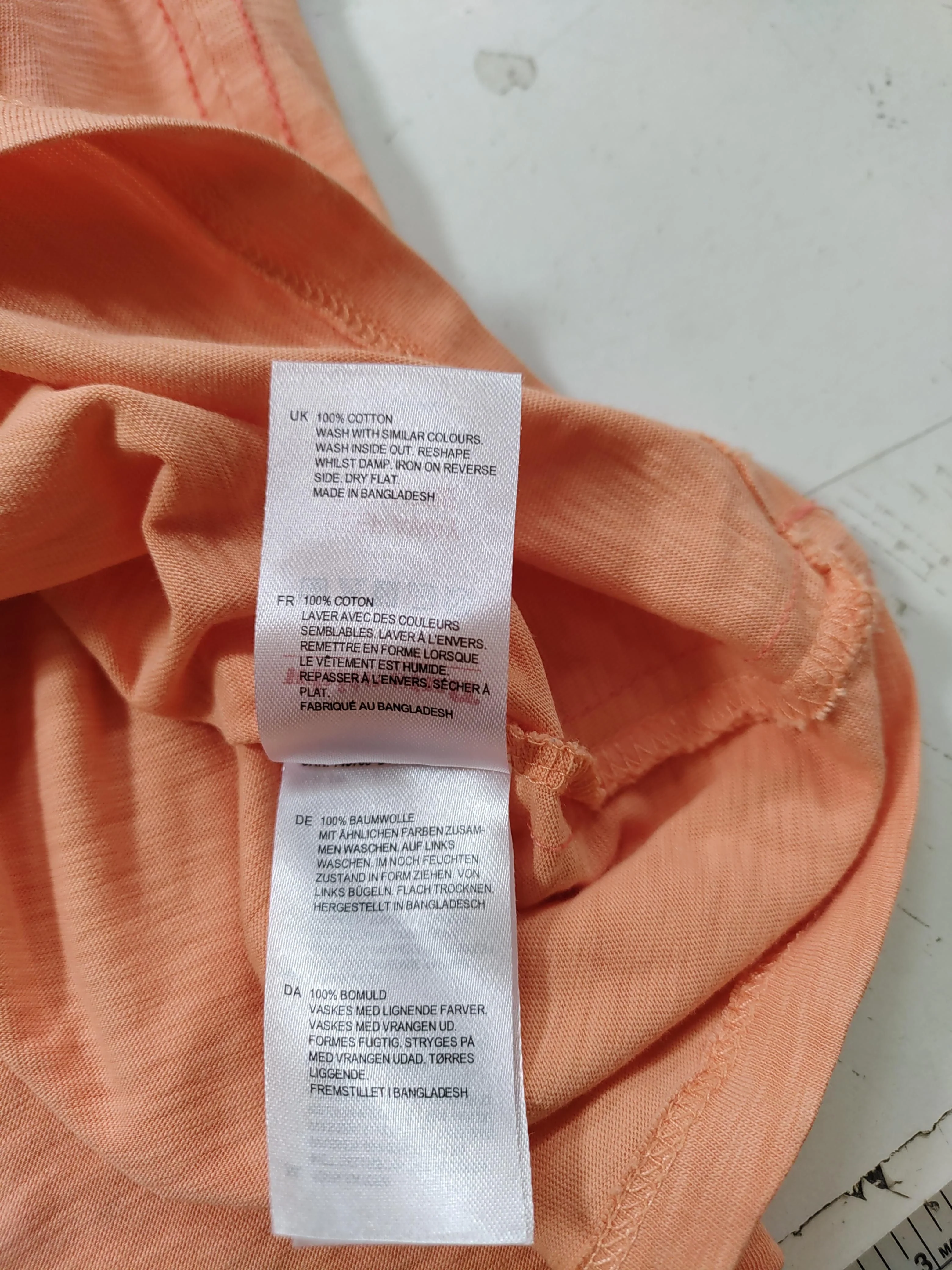 White Stuff Women's T-Shirt L Orange 100% Cotton Sleeveless Round Neck Basic - Image 6