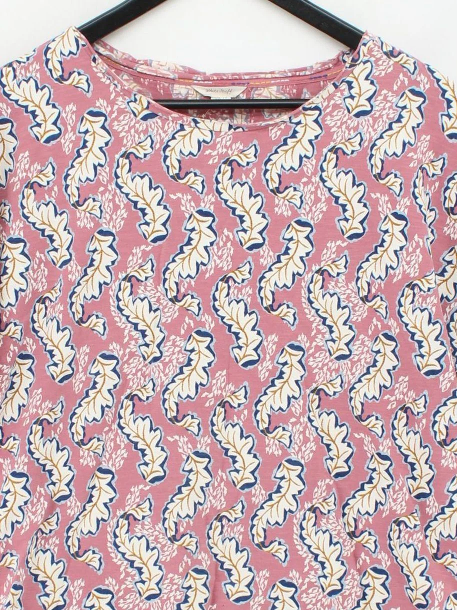 White Stuff Women's T-Shirt L Pink 100% Cotton Basic - Image 3