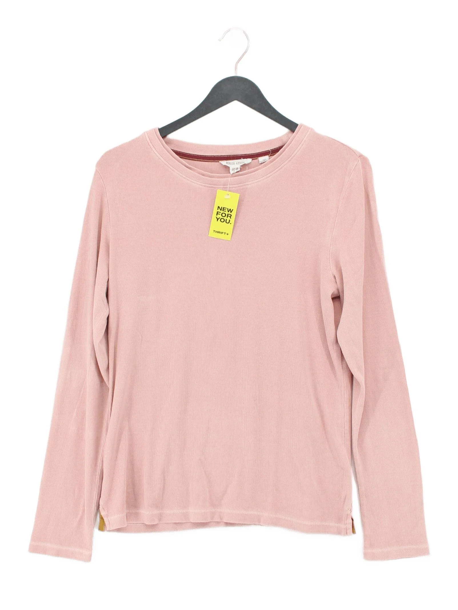 White Stuff Women's T-Shirt S Pink Cotton with Elastane Basic