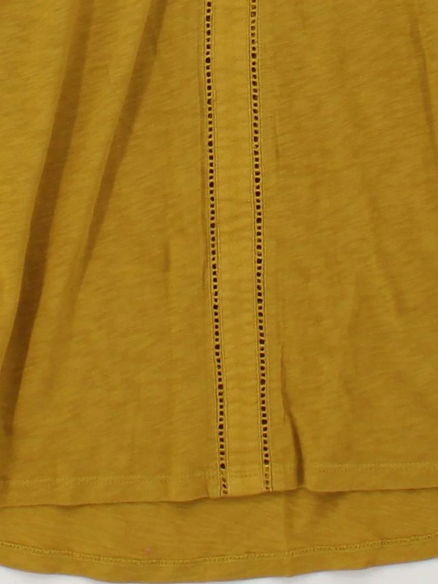 White Stuff Women's T-Shirt UK 10 Yellow 100% Cotton Short Sleeve V-Neck Basic - Image 4