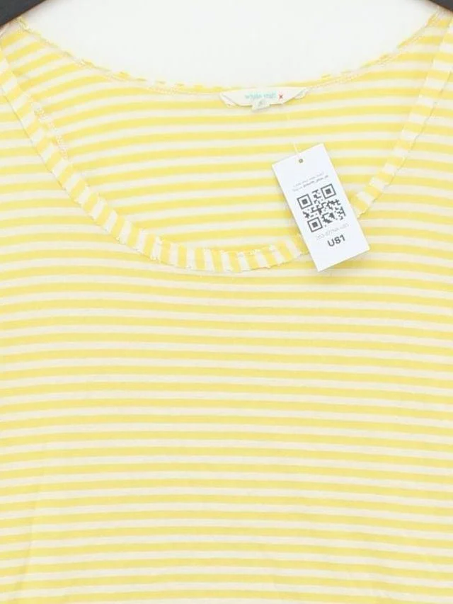 White Stuff Women's T-Shirt UK 10 Yellow Viscose with Polyester, Linen Basic - Image 3