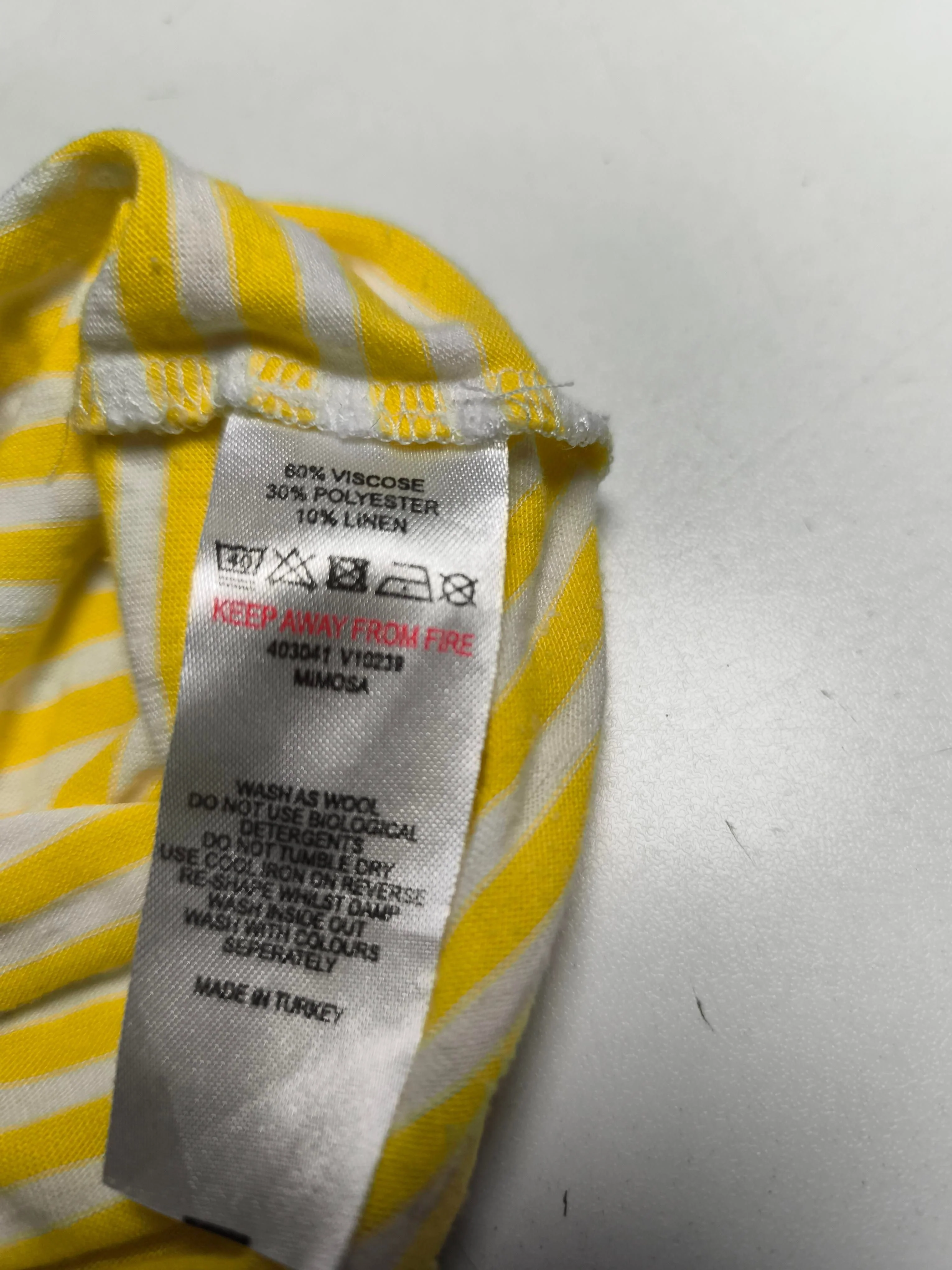 White Stuff Women's T-Shirt UK 10 Yellow Viscose with Polyester, Linen Basic - Image 6