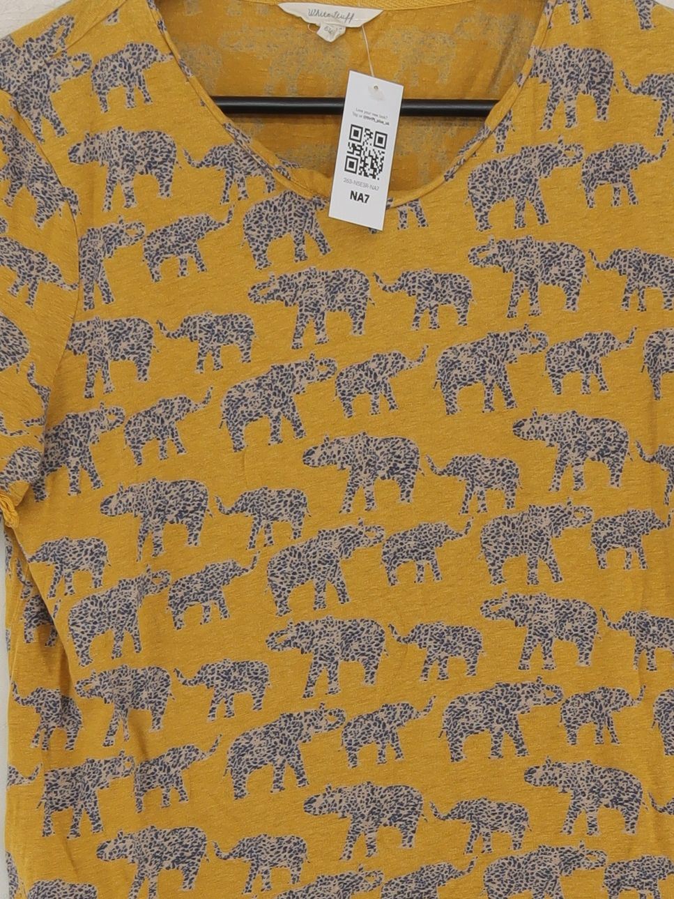 White Stuff Women's T-Shirt UK 12 Yellow Linen with Viscose Basic - Image 3
