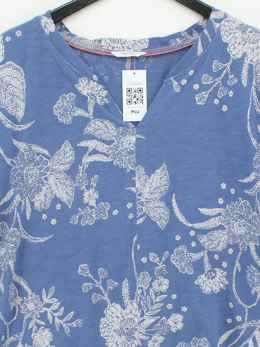 White Stuff Women's T-Shirt UK 16 Blue 100% Cotton Basic - Image 3