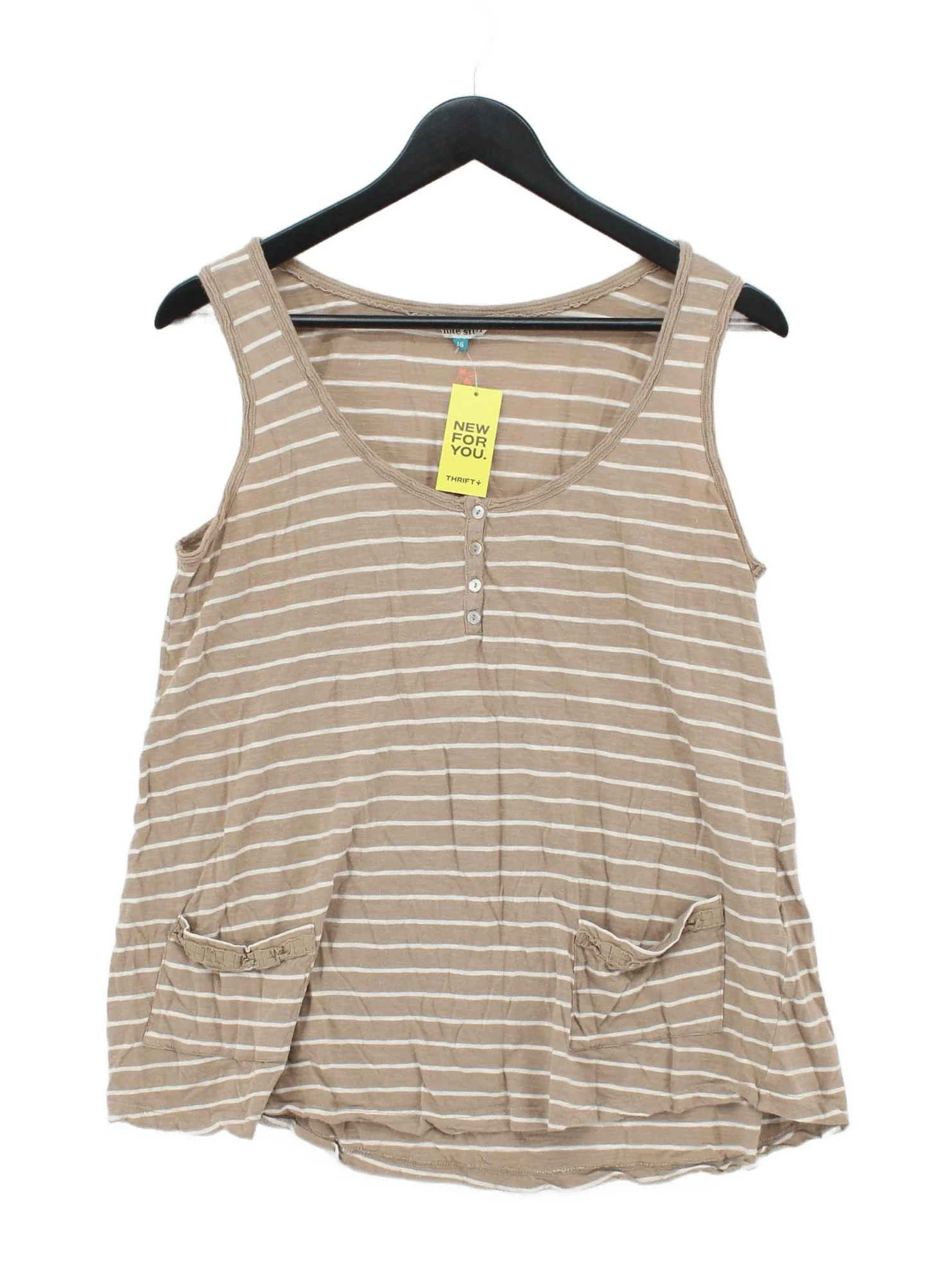 White Stuff Women's T-Shirt UK 16 Brown 100% Cotton Basic