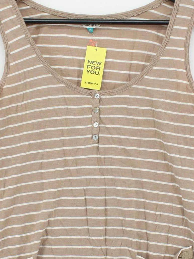 White Stuff Women's T-Shirt UK 16 Brown 100% Cotton Basic - Image 3