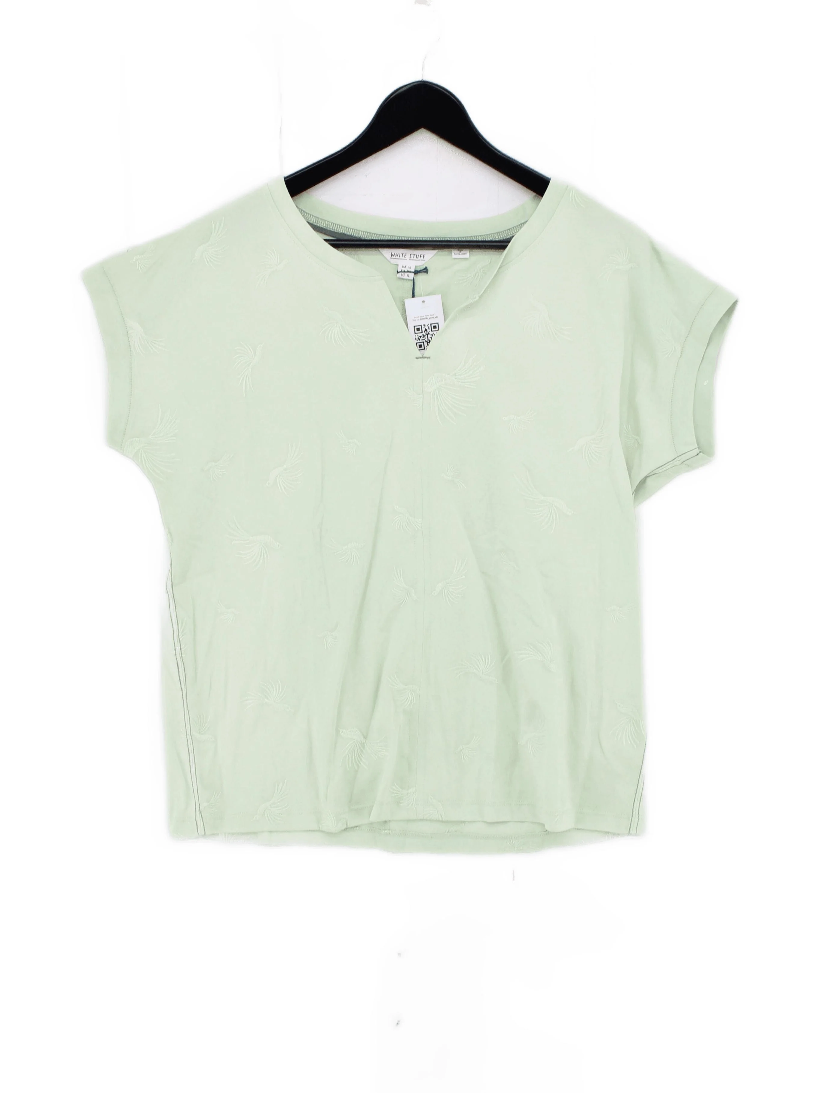 White Stuff Women's T-Shirt UK 16 Green Cotton with Polyester Basic