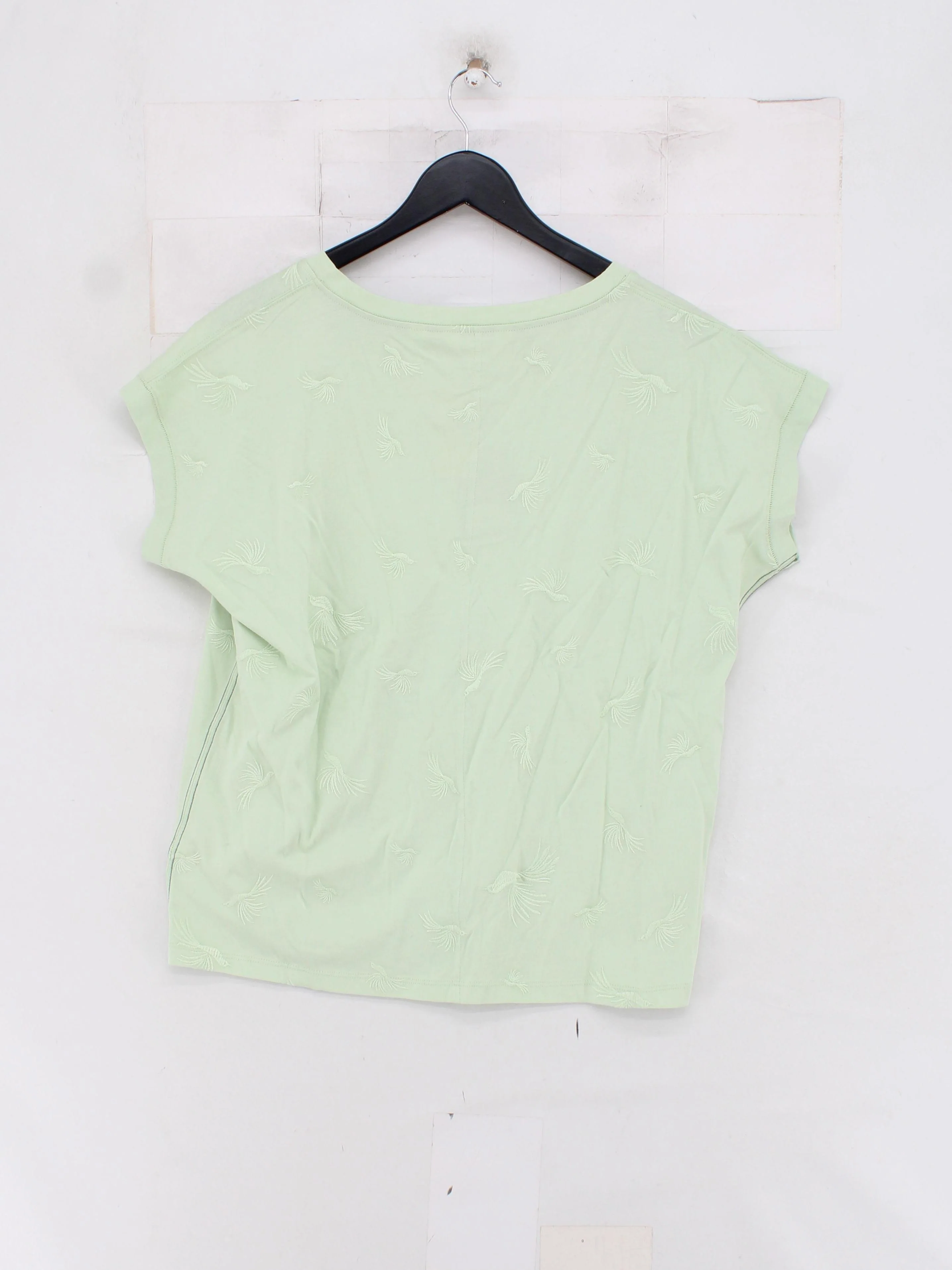 White Stuff Women's T-Shirt UK 16 Green Cotton with Polyester Basic - Image 2
