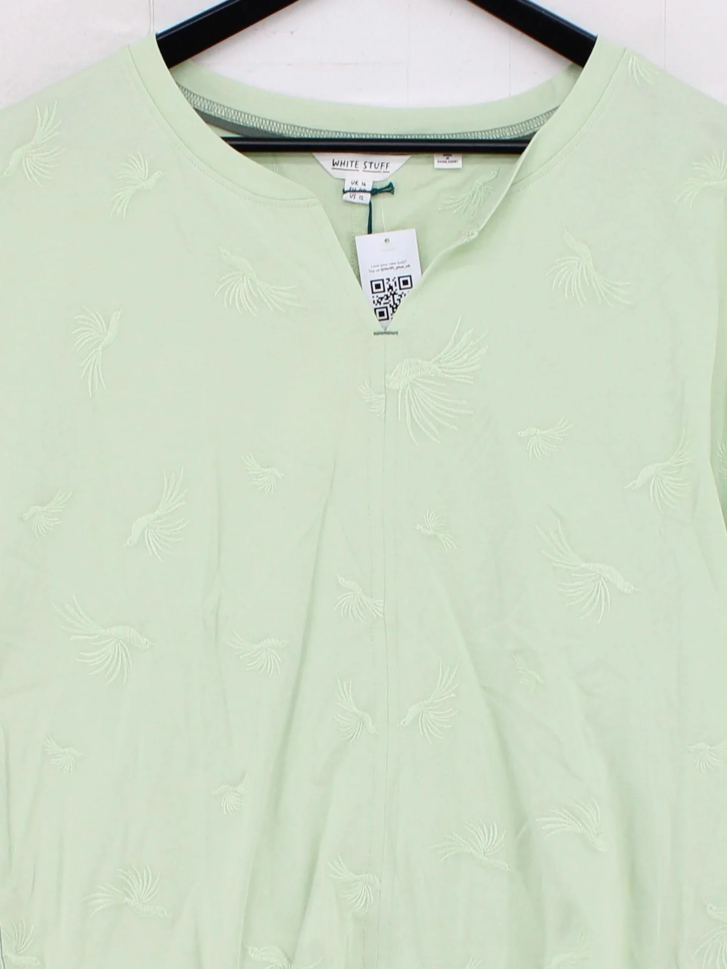 White Stuff Women's T-Shirt UK 16 Green Cotton with Polyester Basic - Image 3