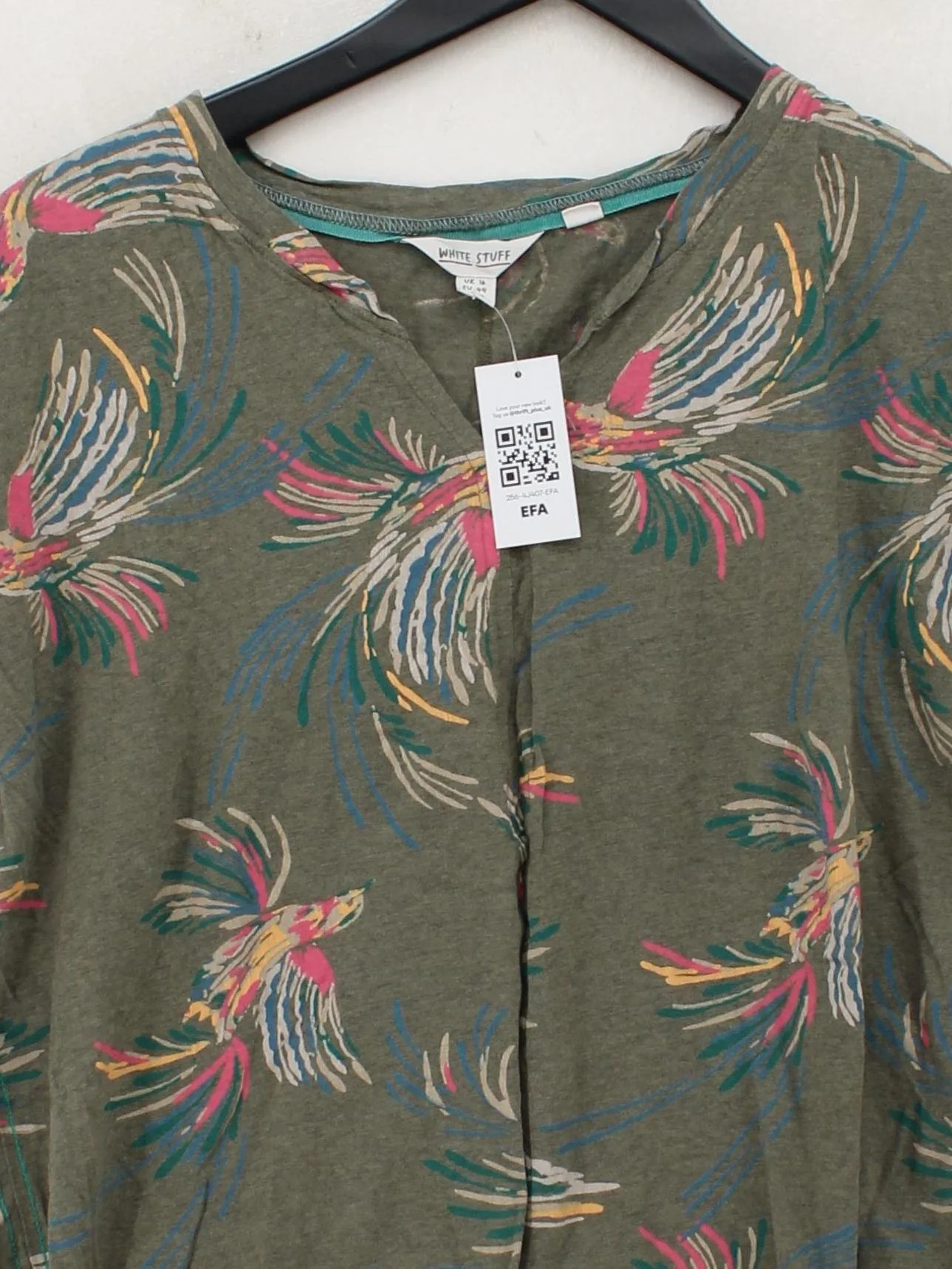 White Stuff Women's T-Shirt UK 16 Green Cotton with Viscose Basic - Image 3