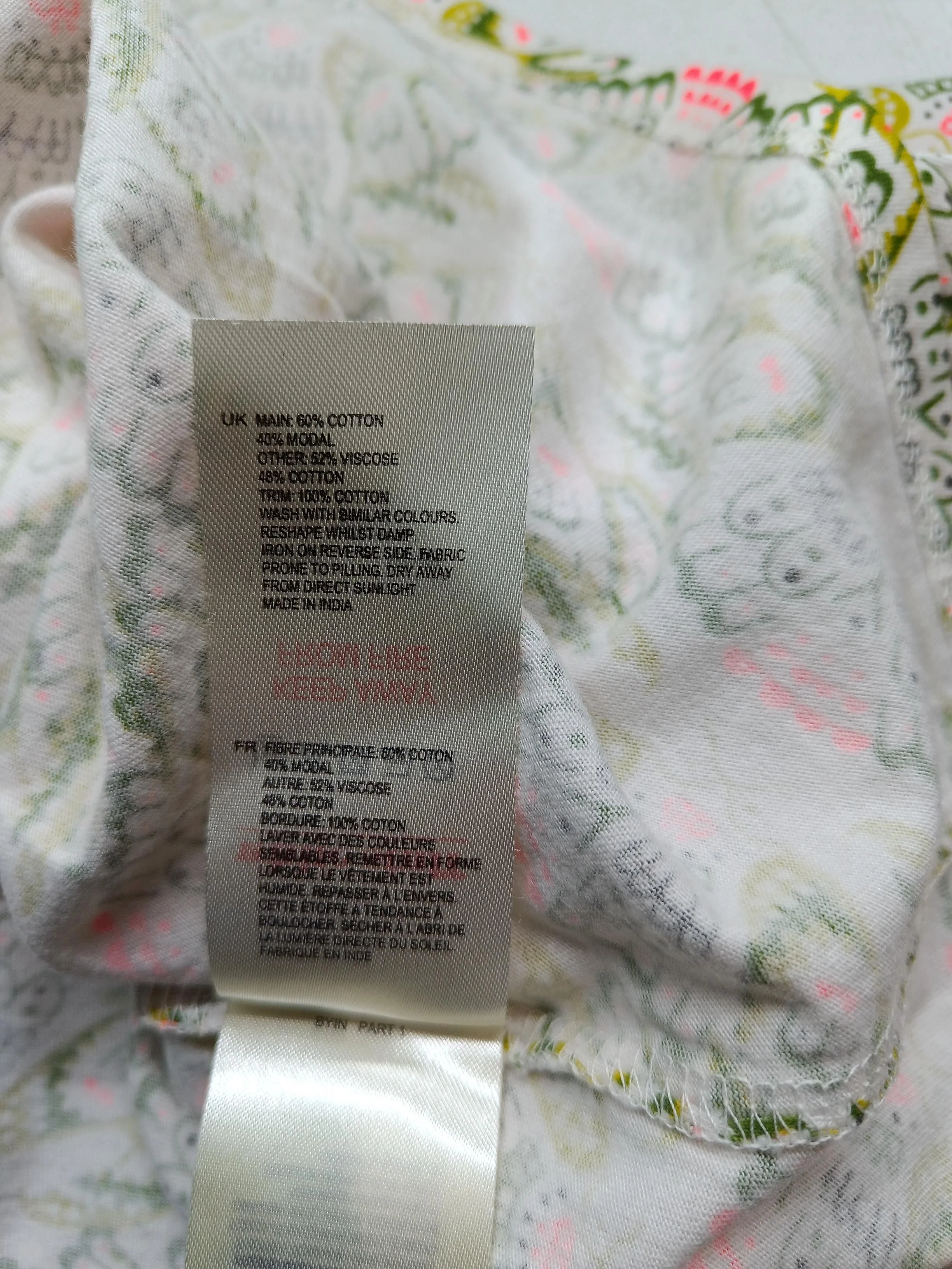 White Stuff Women's T-Shirt UK 16 Multi Cotton with Viscose Basic - Image 6