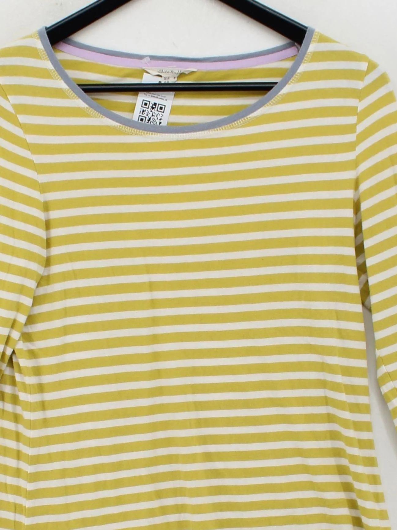 White Stuff Women's T-Shirt UK 8 Yellow 100% Cotton Basic - Image 3