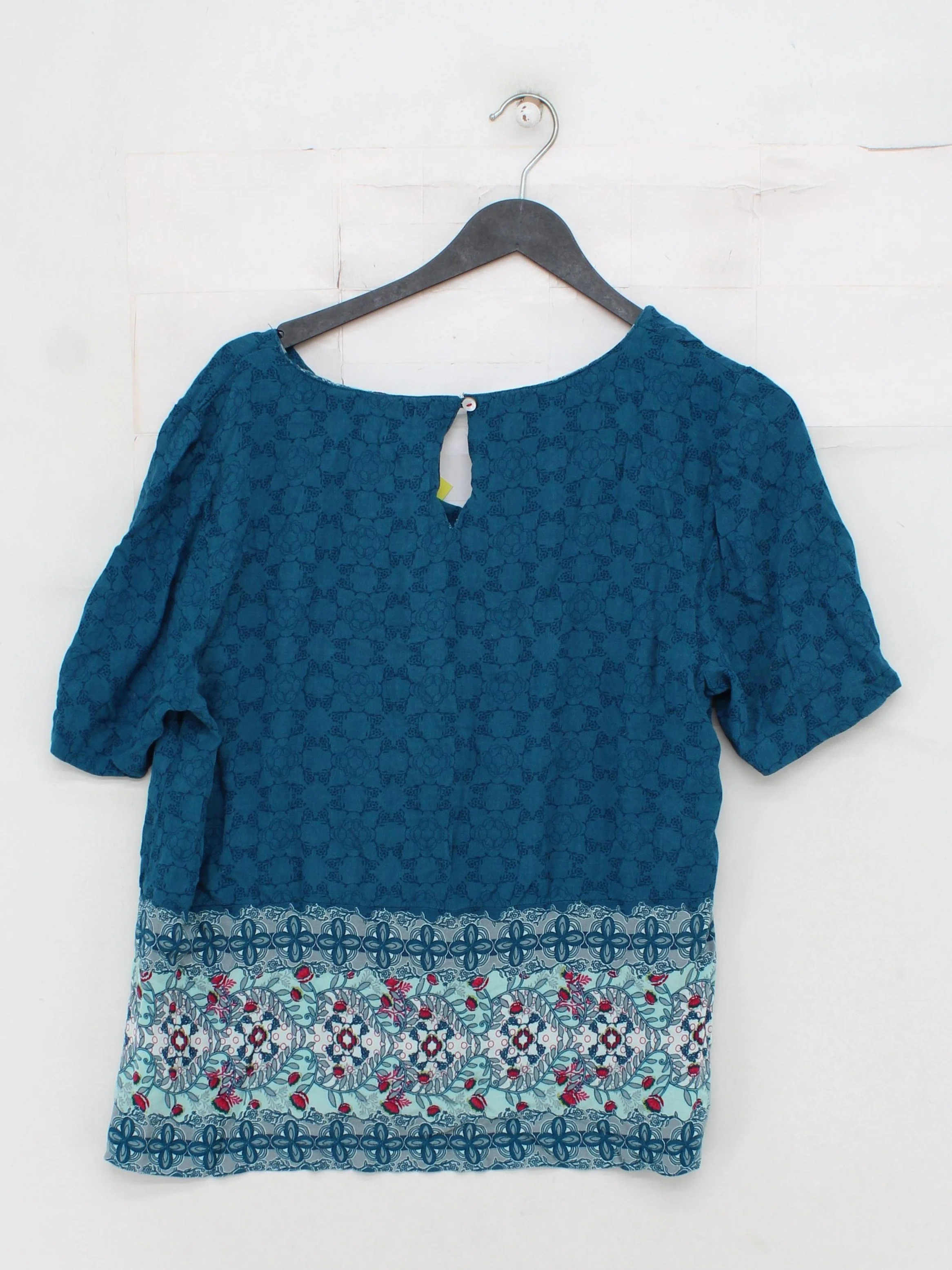 White Stuff Women's Top L Blue Floral 100% Viscose Short Sleeve Round Neck Basic - Image 2