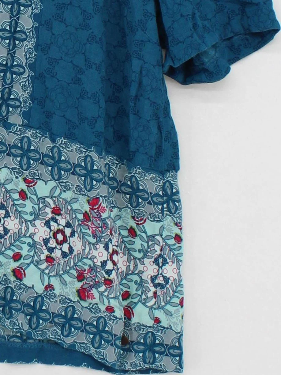 White Stuff Women's Top L Blue Floral 100% Viscose Short Sleeve Round Neck Basic - Image 4