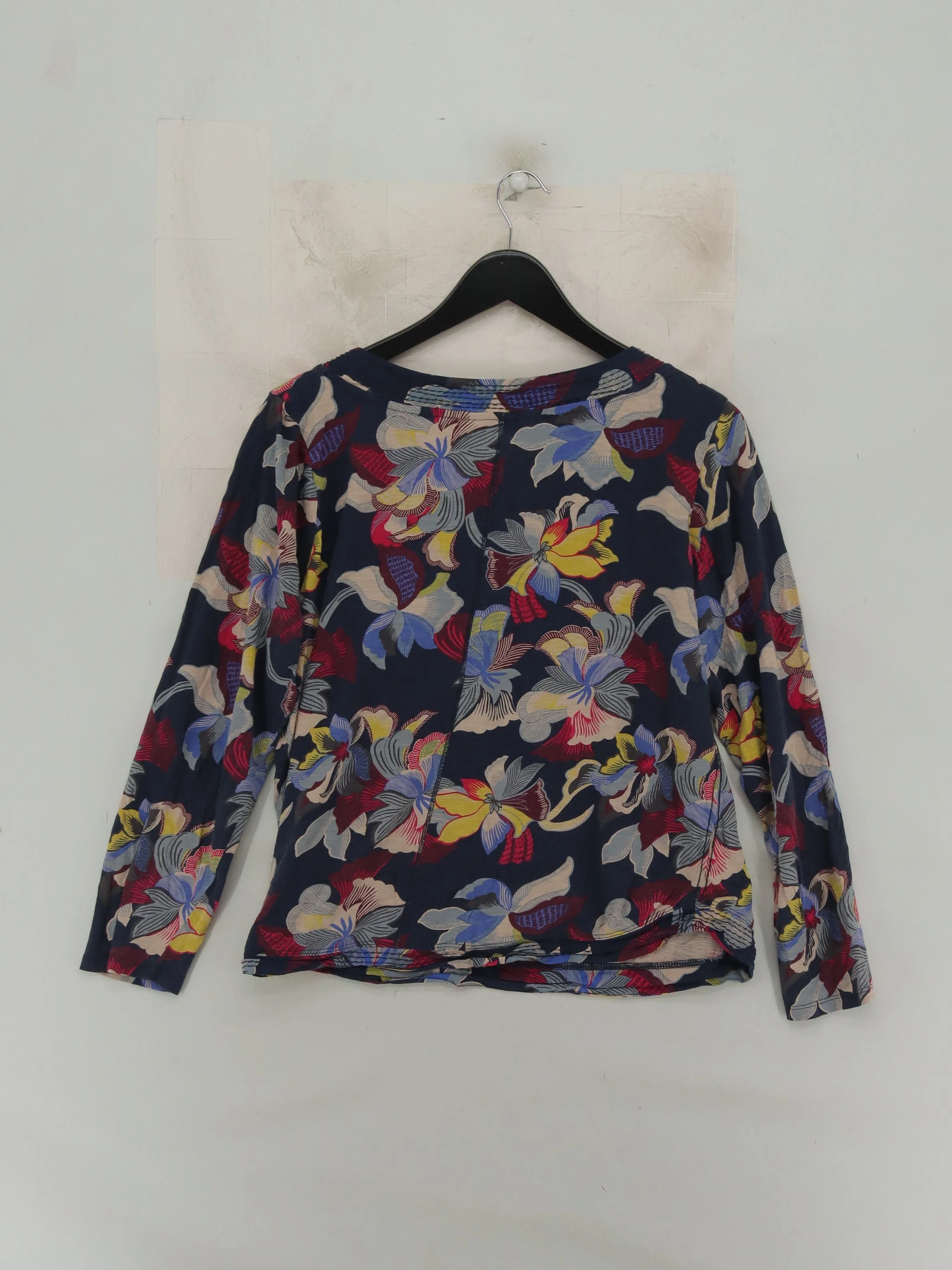 White Stuff Women's Top L Multi Floral 100% Cotton Long Sleeve V-Neck Basic - Image 2