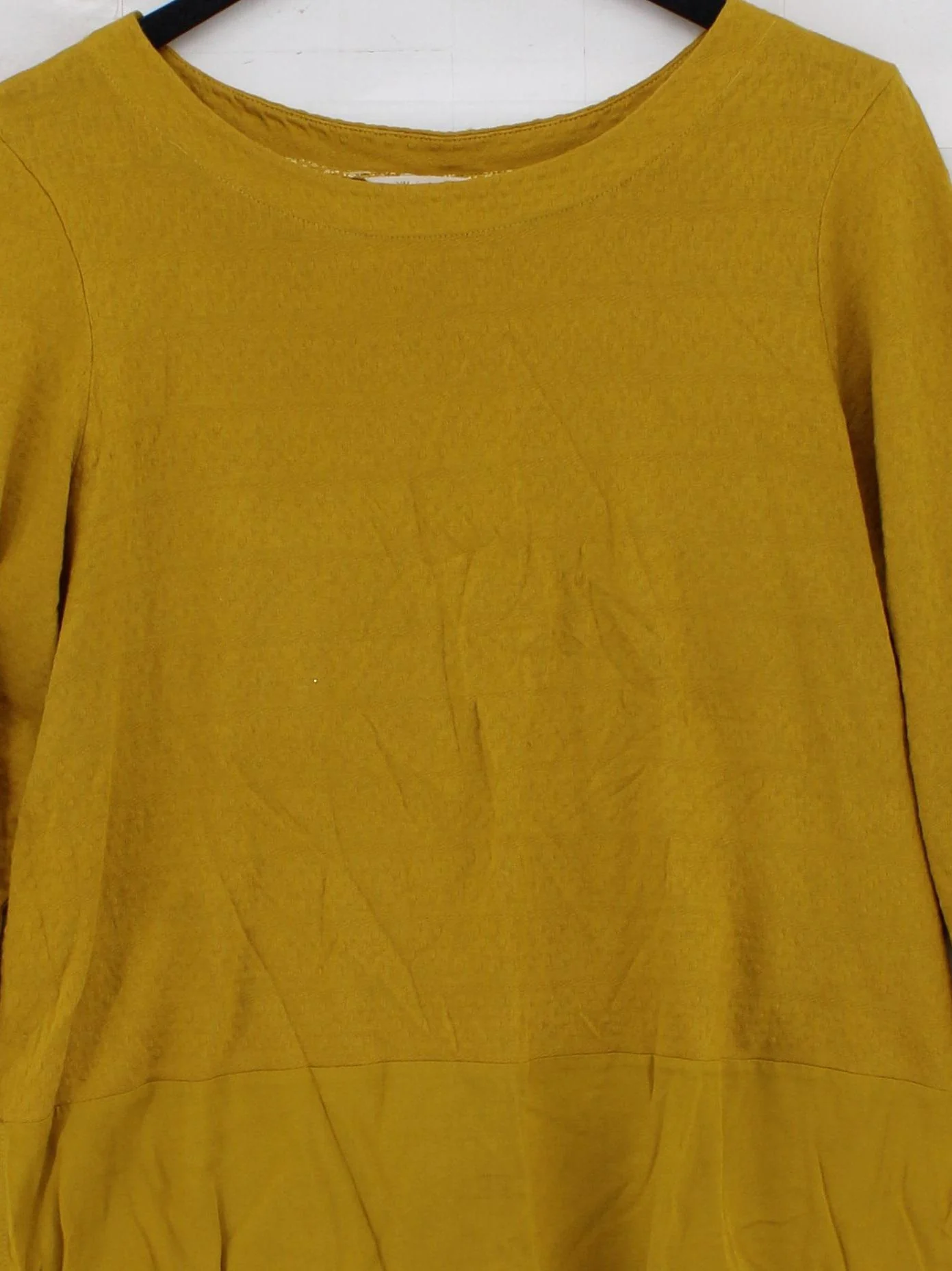 White Stuff Women's Top L Yellow 100% Cotton 3/4 Sleeve Round Neck Basic - Image 3