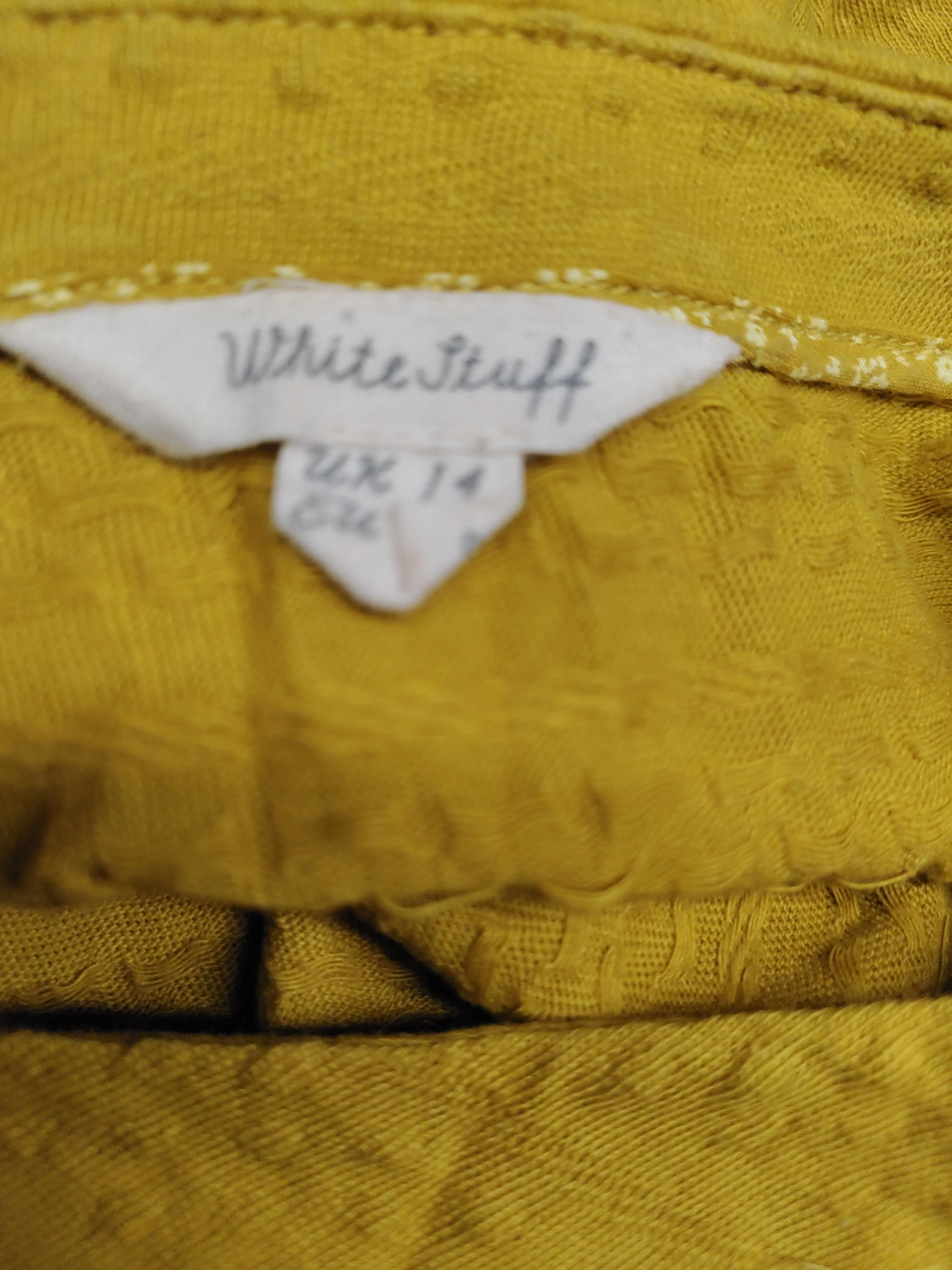 White Stuff Women's Top L Yellow 100% Cotton 3/4 Sleeve Round Neck Basic - Image 5