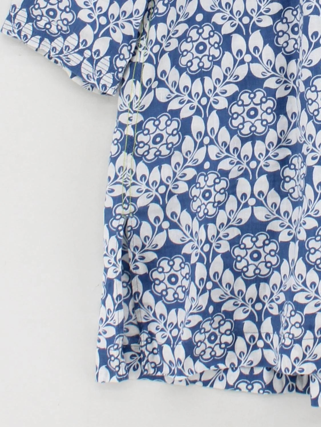 White Stuff Women's Top M Blue Floral 100% Linen 3/4 Sleeve Collared Tunic - Image 4