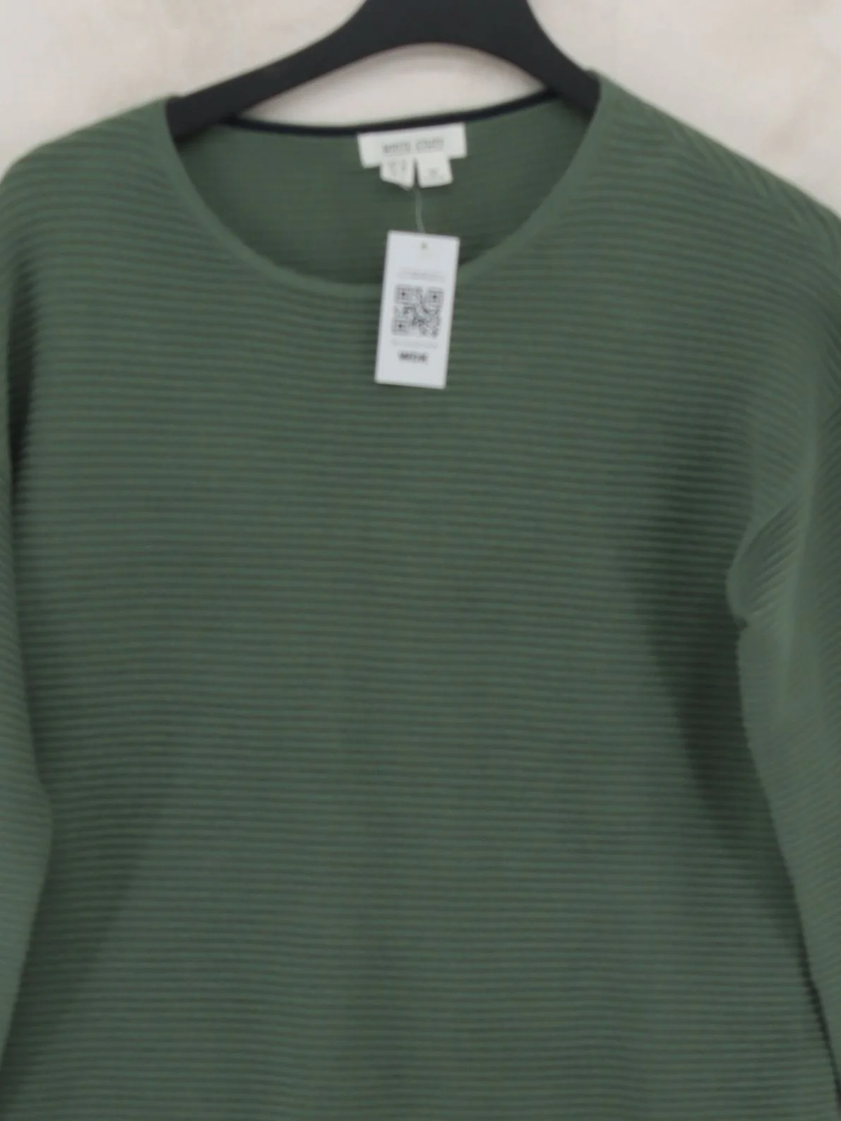 White Stuff Women's Top M Green 100% Cotton 3/4 Sleeve Round Neck Basic - Image 3