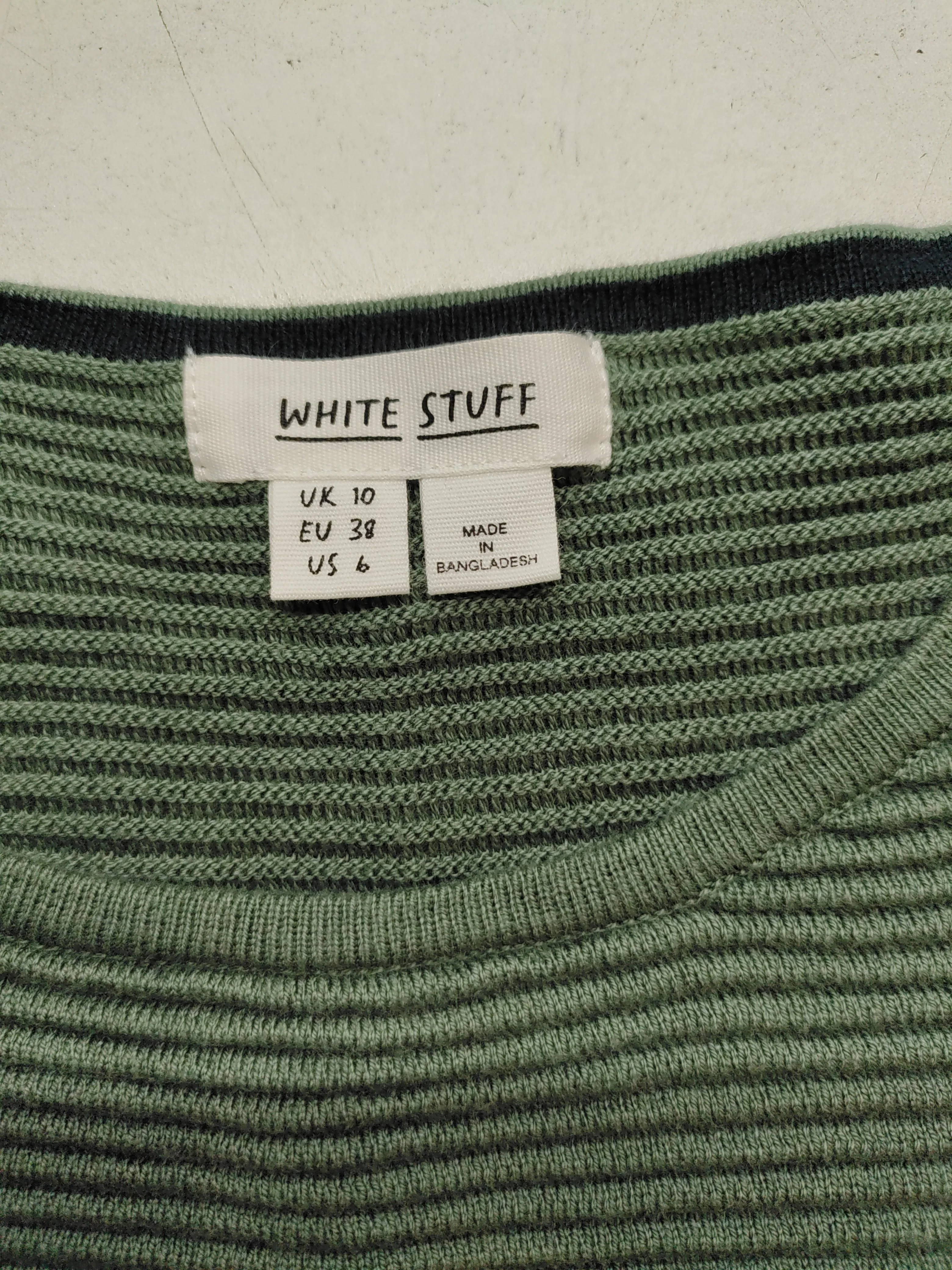 White Stuff Women's Top M Green 100% Cotton 3/4 Sleeve Round Neck Basic - Image 5