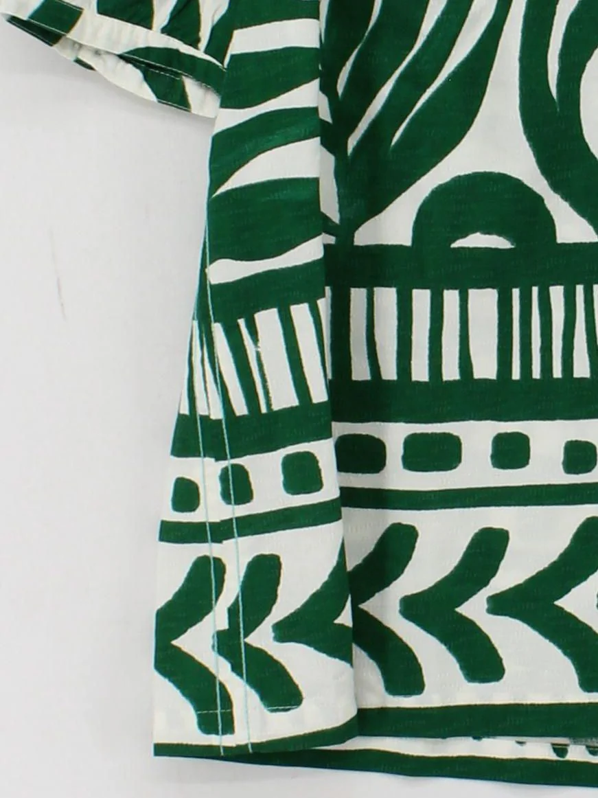 White Stuff Women's Top M Green Floral 100% Viscose Short Sleeve V-Neck Basic - Image 4