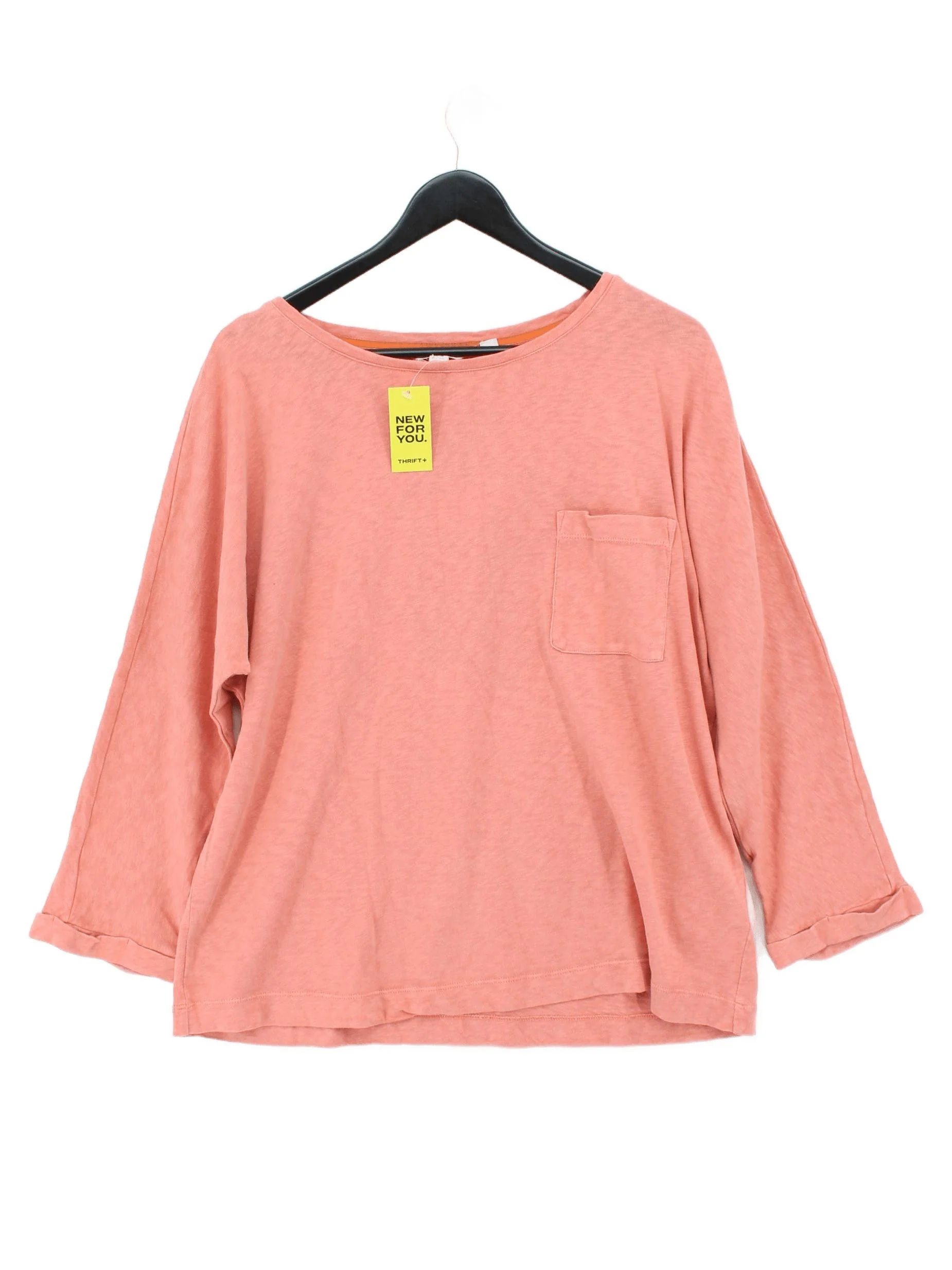 White Stuff Women's Top M Pink 100% Cotton 3/4 Sleeve Round Neck Basic