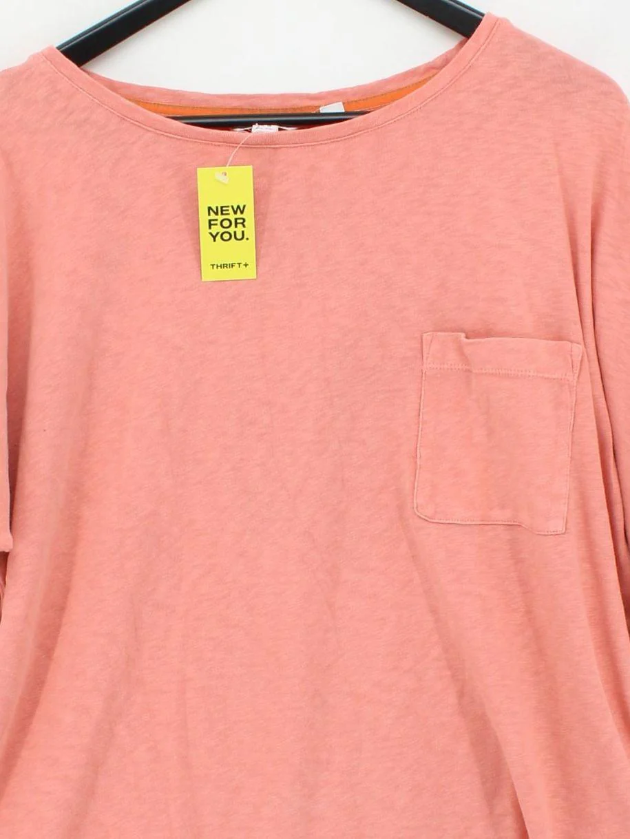White Stuff Women's Top M Pink 100% Cotton 3/4 Sleeve Round Neck Basic - Image 3