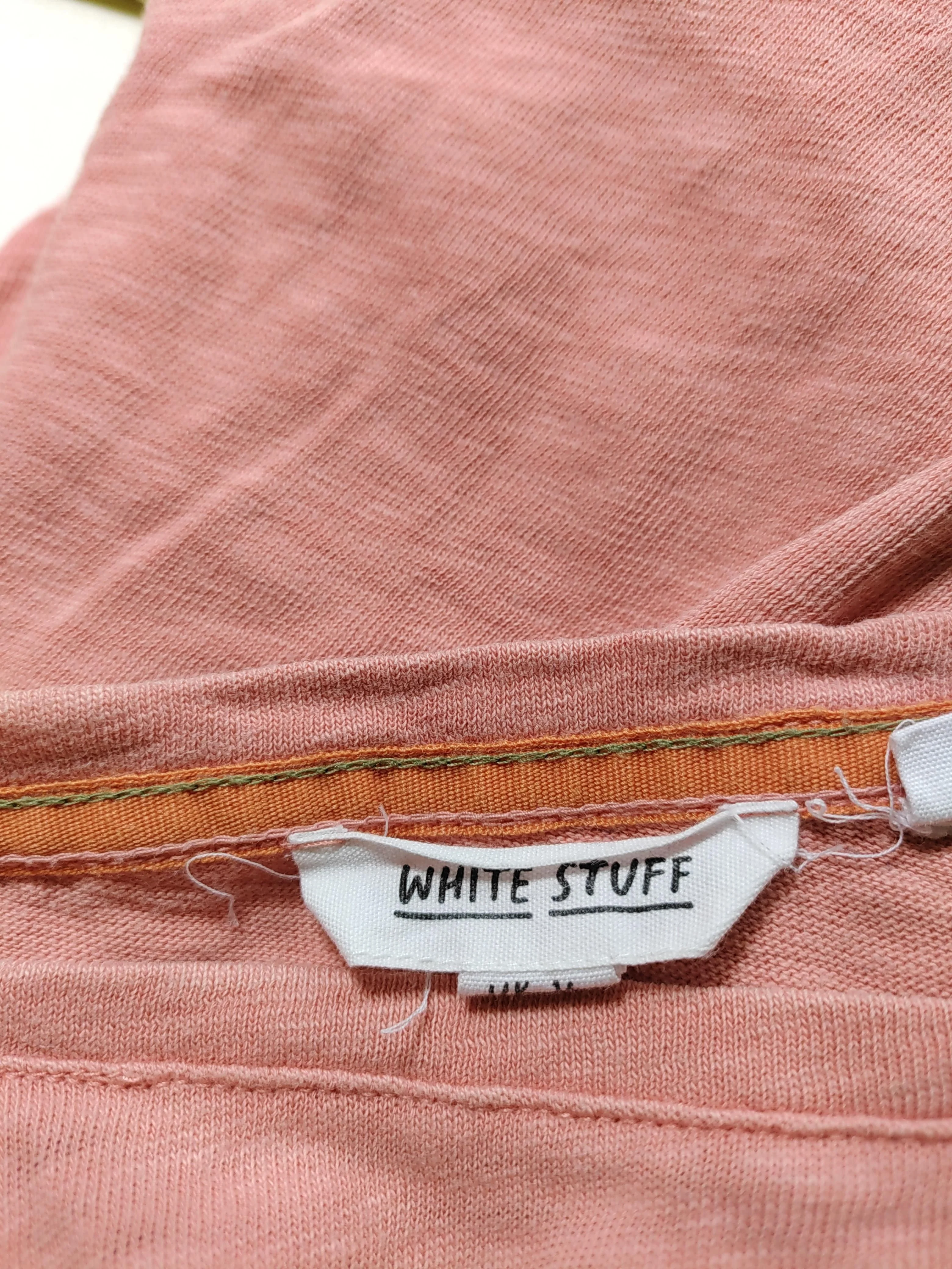 White Stuff Women's Top M Pink 100% Cotton 3/4 Sleeve Round Neck Basic - Image 5