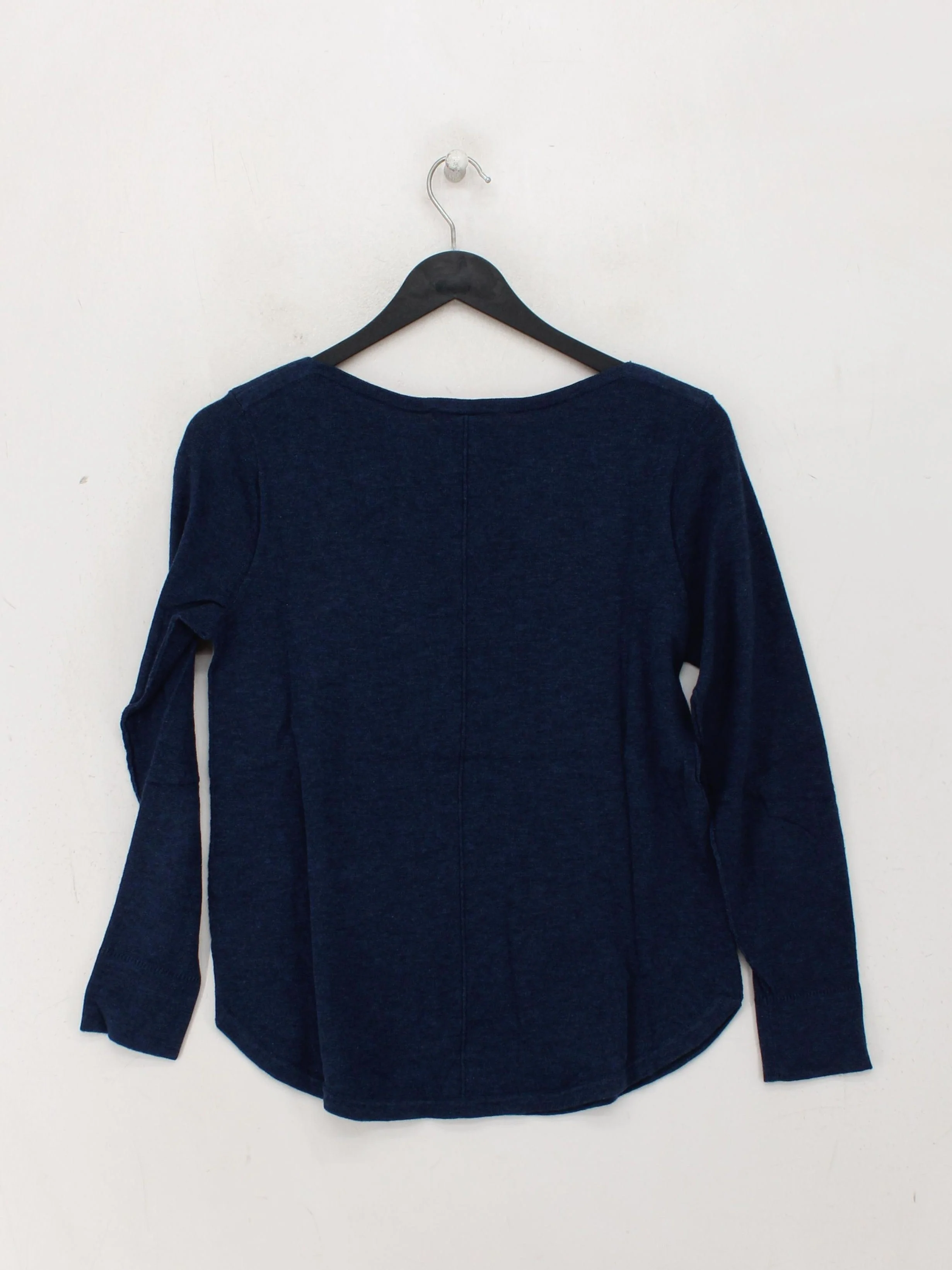 White Stuff Women's Top S Blue 100% Cotton Long Sleeve V-Neck Basic - Image 2