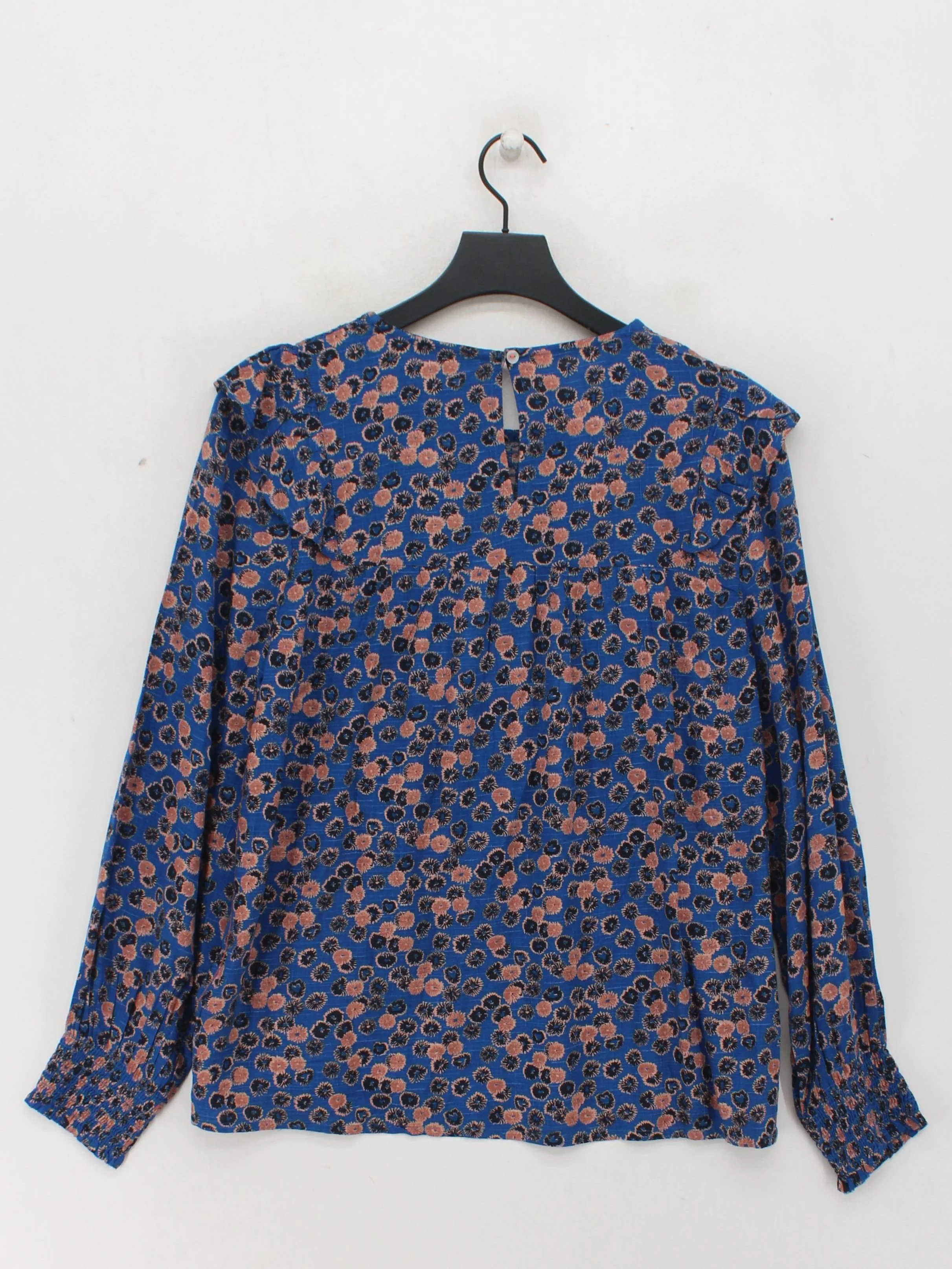 White Stuff Women's Top S Blue Floral 100% Viscose Long Sleeve Round Neck Basic - Image 2
