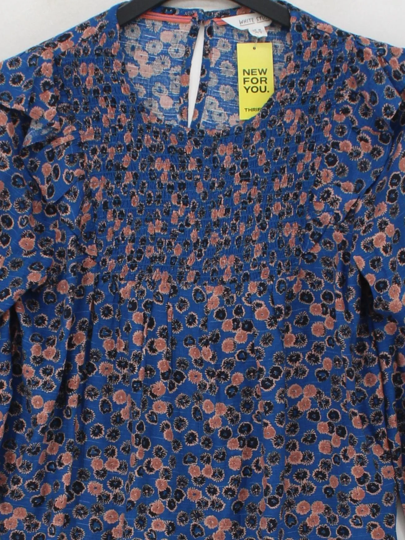 White Stuff Women's Top S Blue Floral 100% Viscose Long Sleeve Round Neck Basic - Image 3