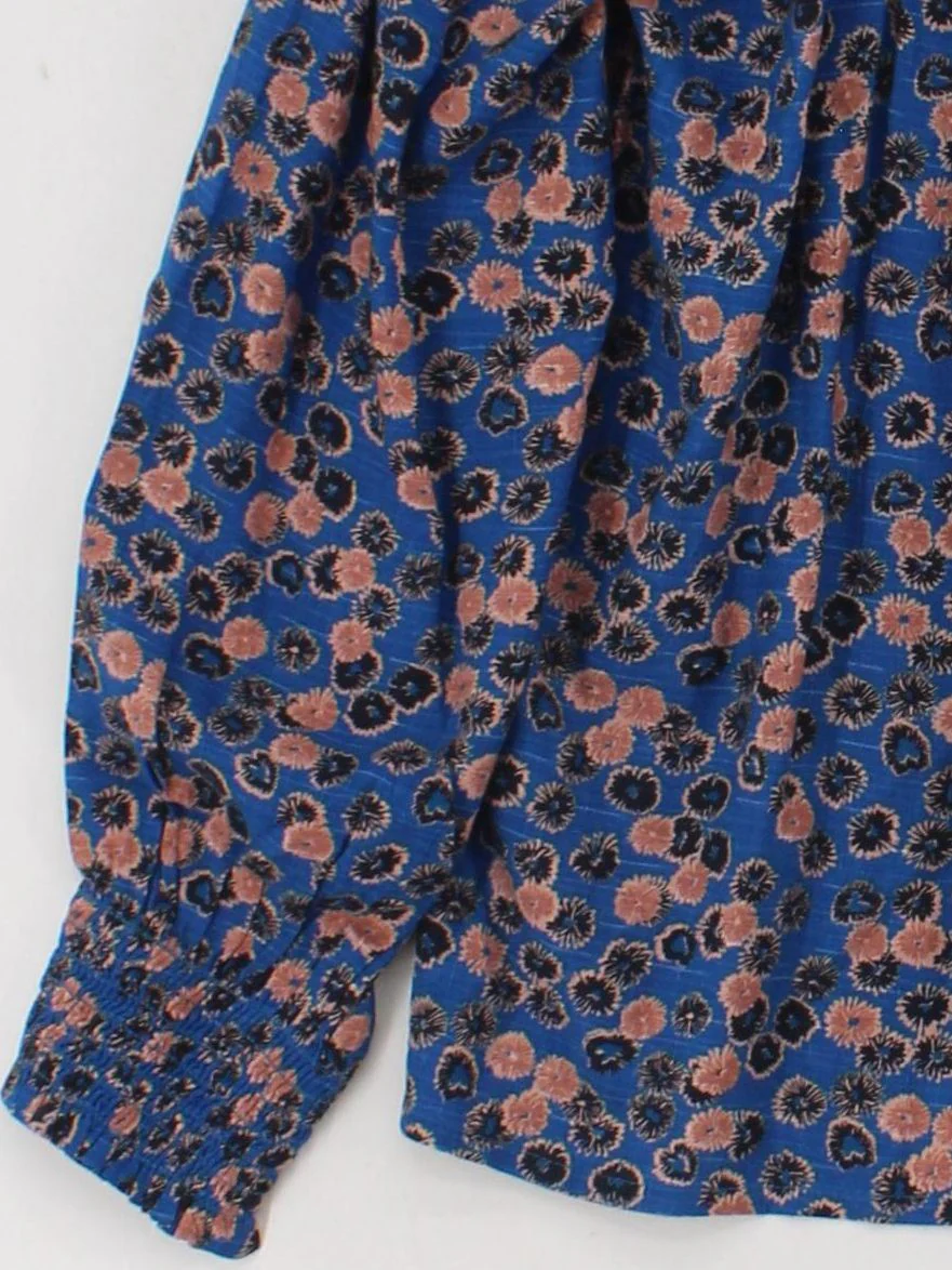 White Stuff Women's Top S Blue Floral 100% Viscose Long Sleeve Round Neck Basic - Image 4
