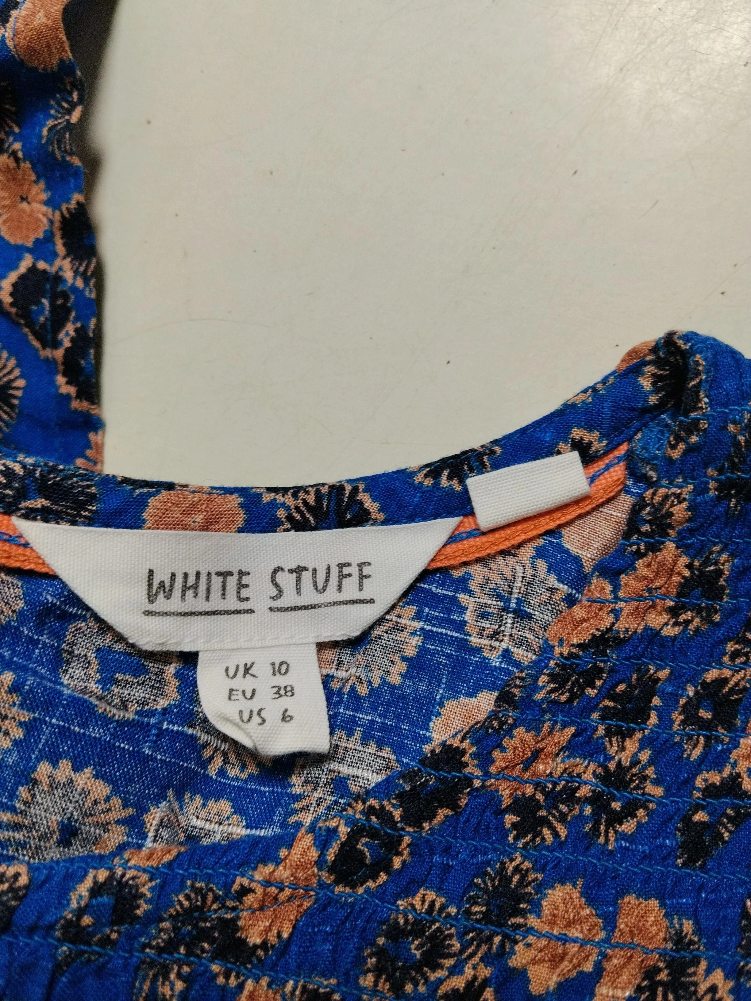 White Stuff Women's Top S Blue Floral 100% Viscose Long Sleeve Round Neck Basic - Image 5