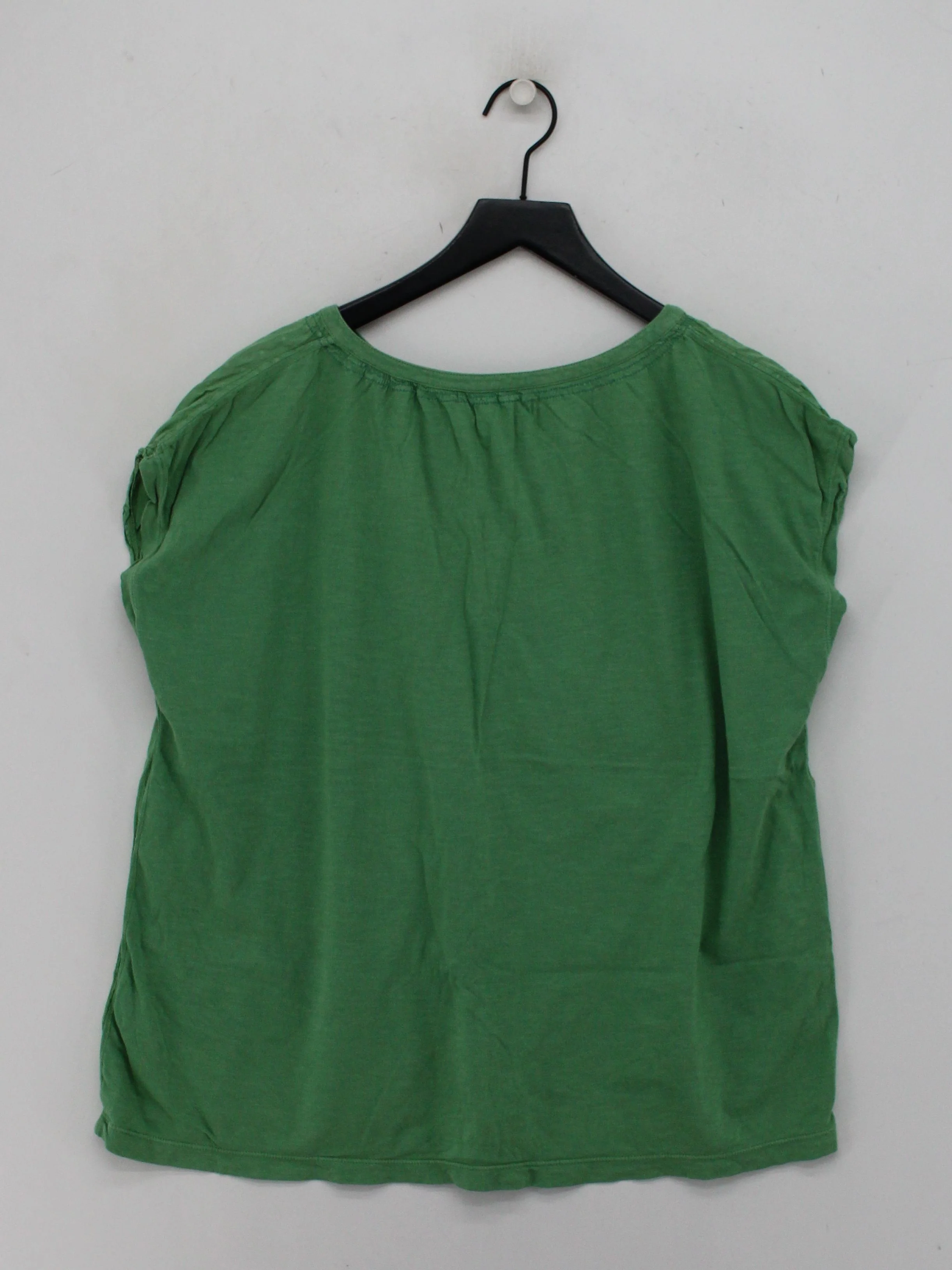 White Stuff Women's Top S Green 100% Cotton Short Sleeve V-Neck Basic - Image 2