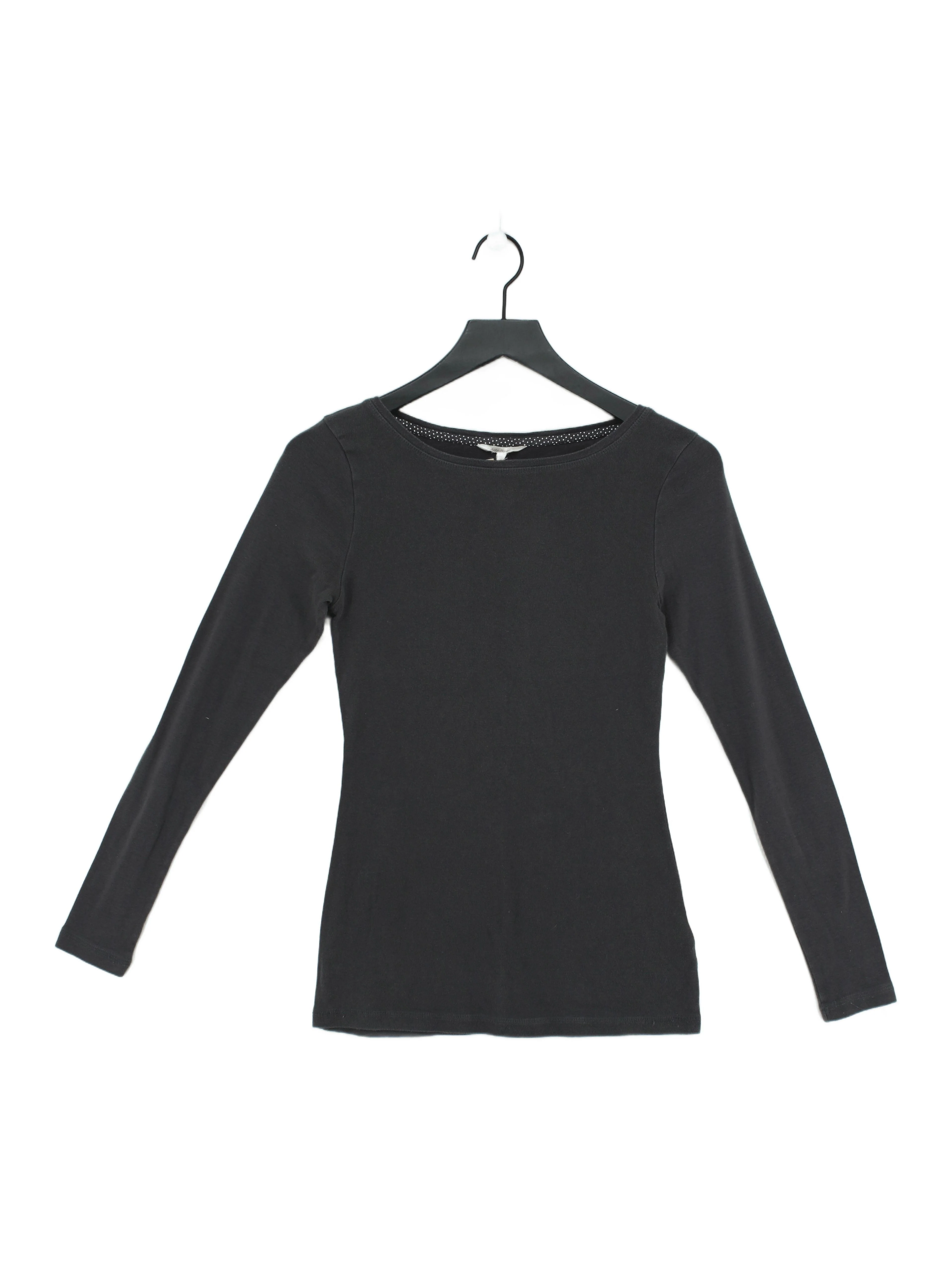 White Stuff Women's Top S Grey 100% Cotton Long Sleeve Round Neck Basic