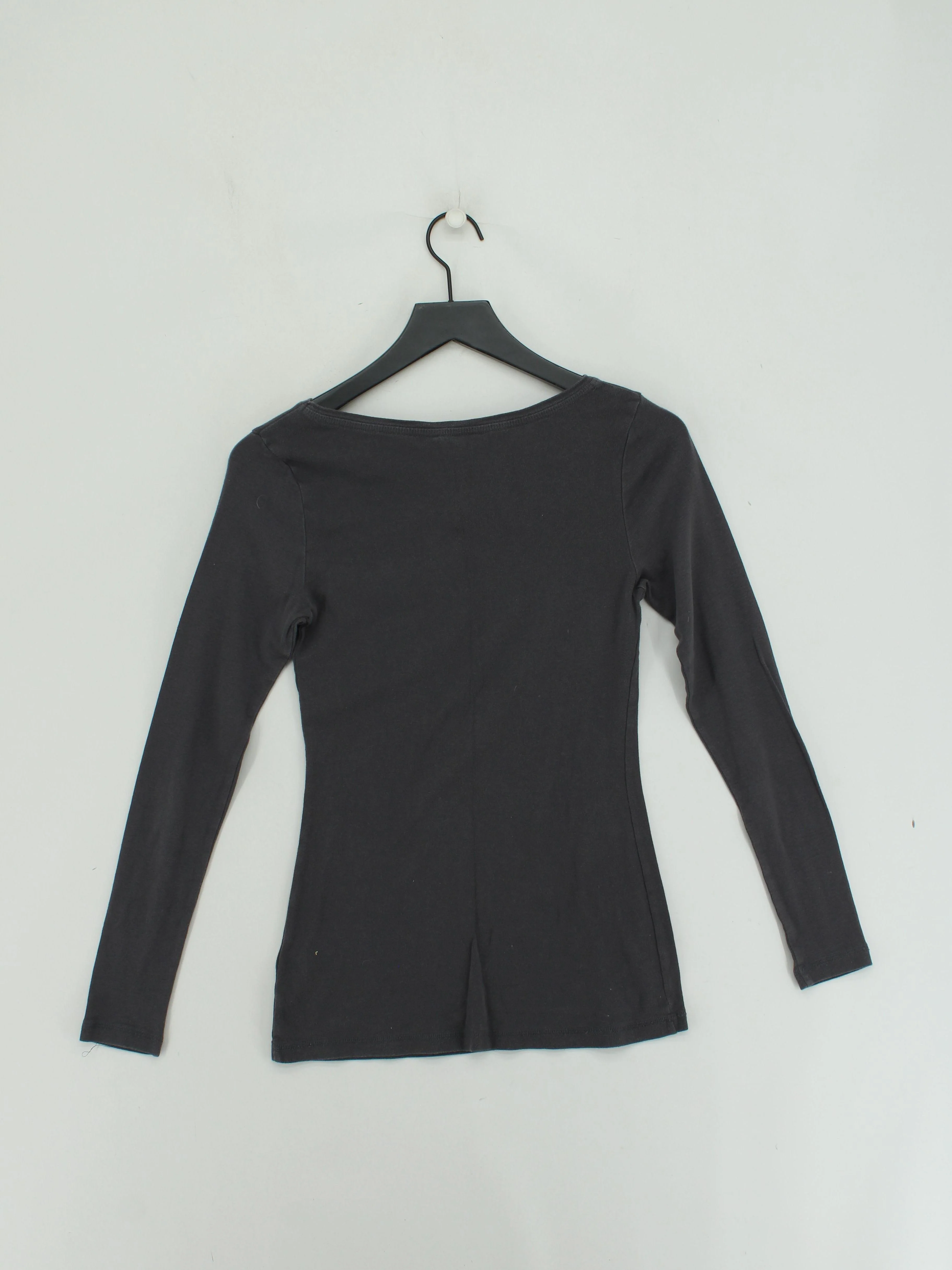 White Stuff Women's Top S Grey 100% Cotton Long Sleeve Round Neck Basic - Image 2