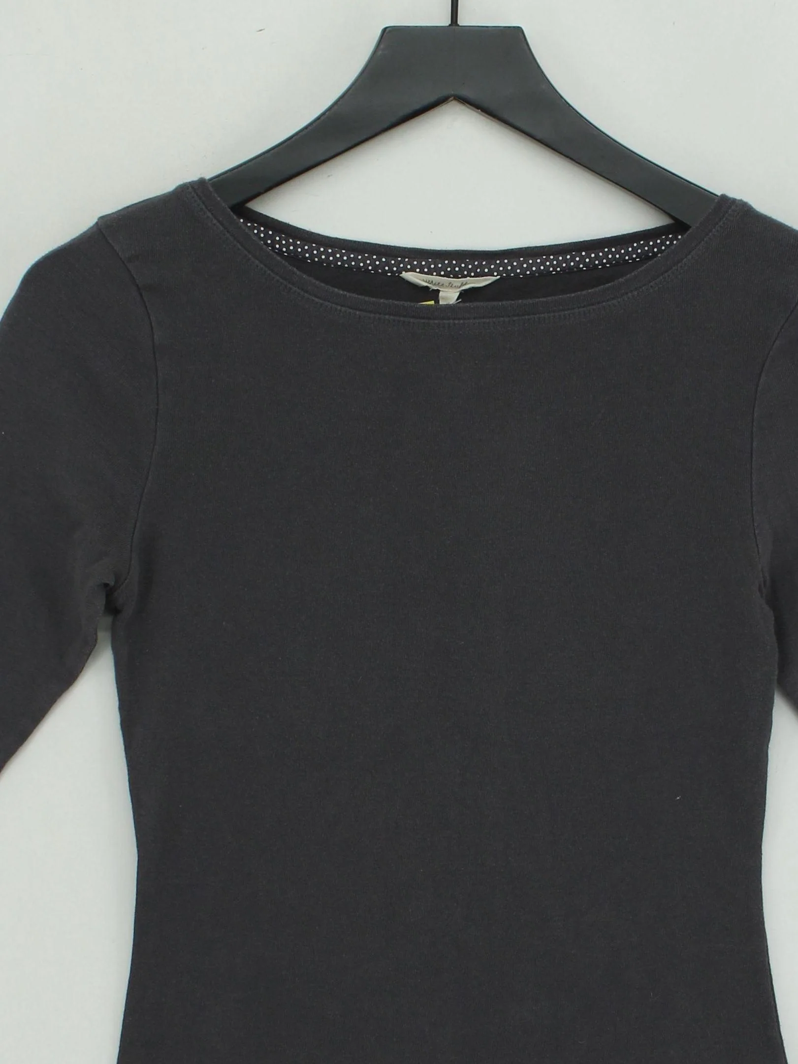 White Stuff Women's Top S Grey 100% Cotton Long Sleeve Round Neck Basic - Image 3