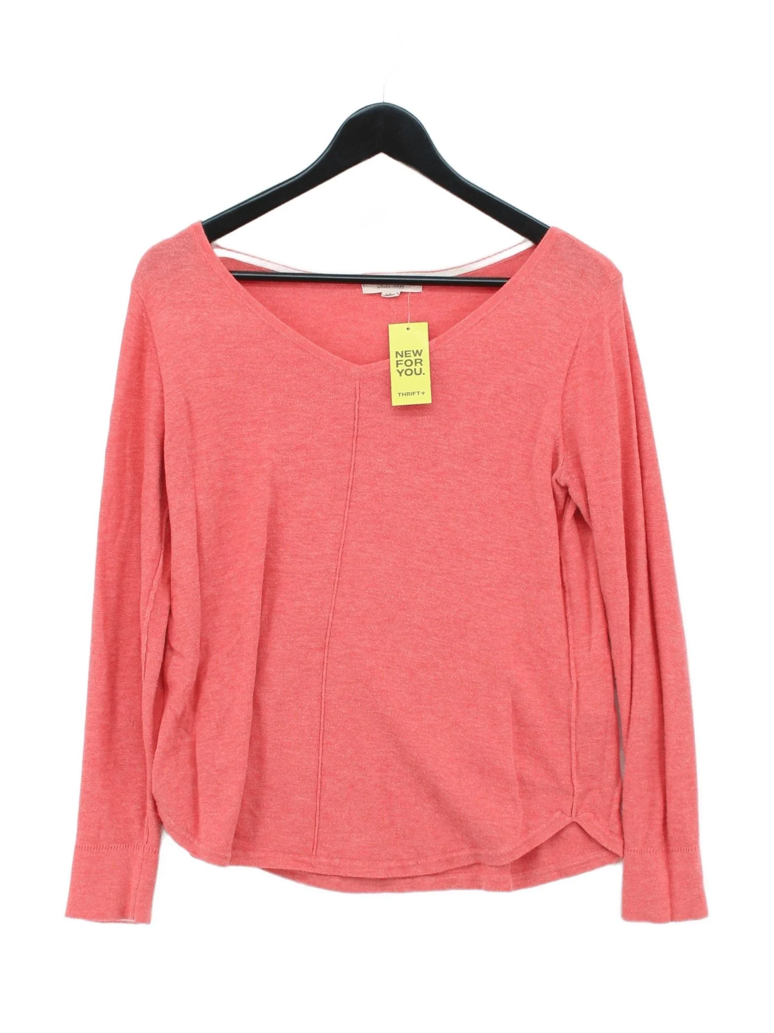 White Stuff Women's Top S Red 100% Cotton Long Sleeve V-Neck Basic