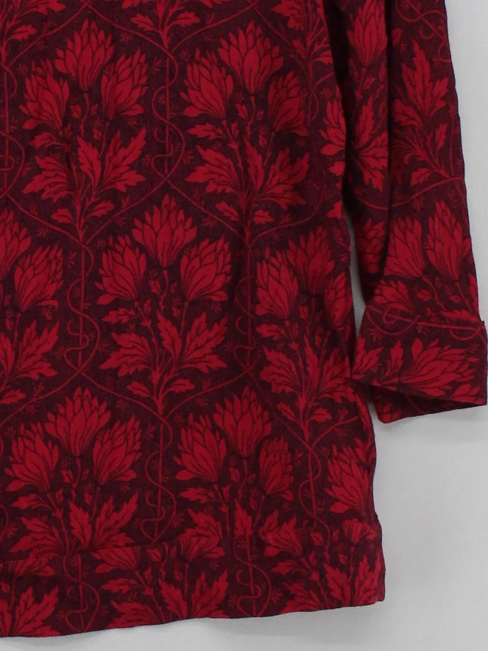 White Stuff Women's Top S Red Floral 100% Viscose 3/4 Sleeve Round Neck Basic - Image 4