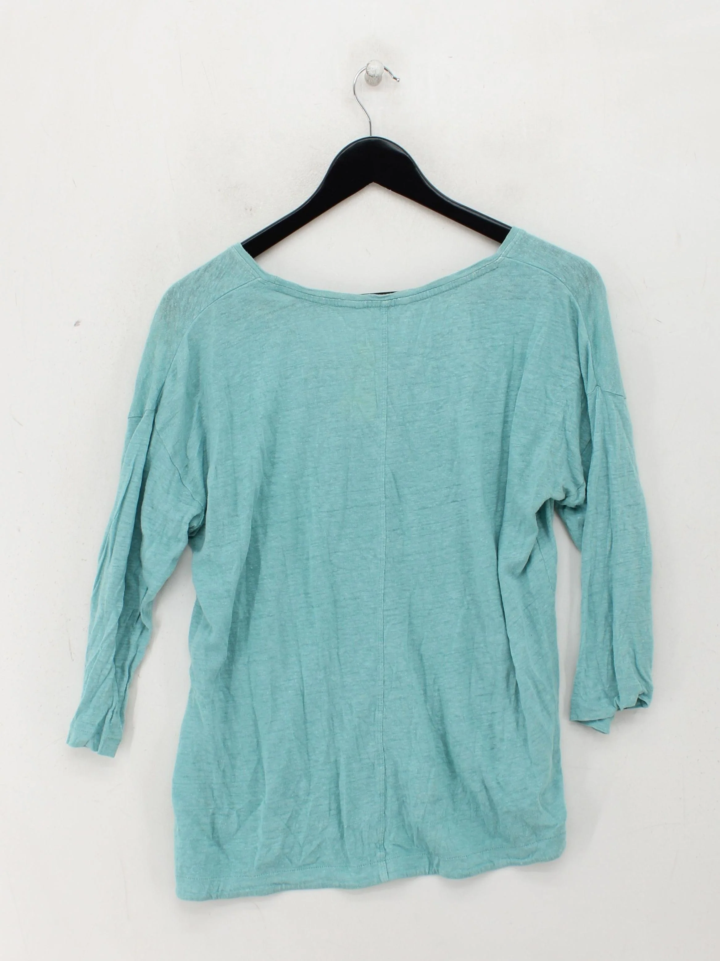White Stuff Women's Top UK 10 Blue 100% Other 3/4 Sleeve V-Neck Basic - Image 2
